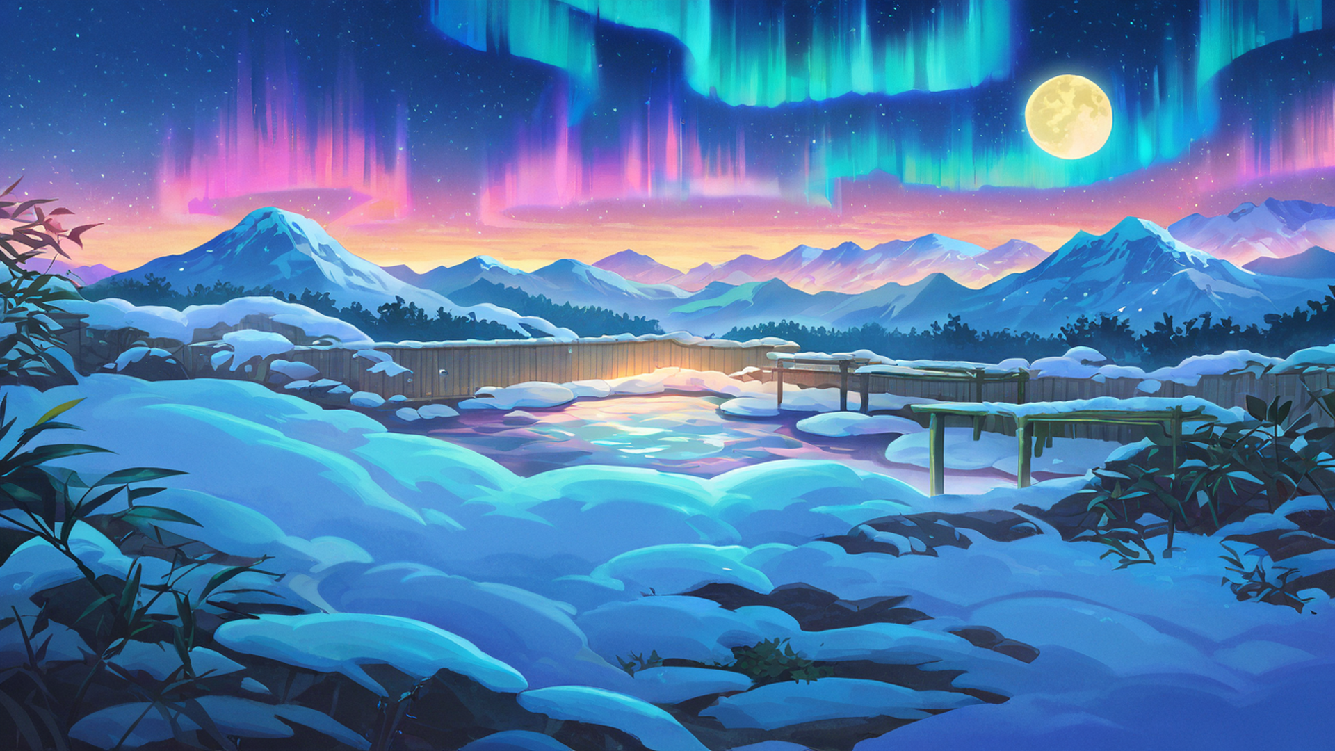 Onsen Winter Onsen Winter 1257783505 lofi anime wallpaper free download