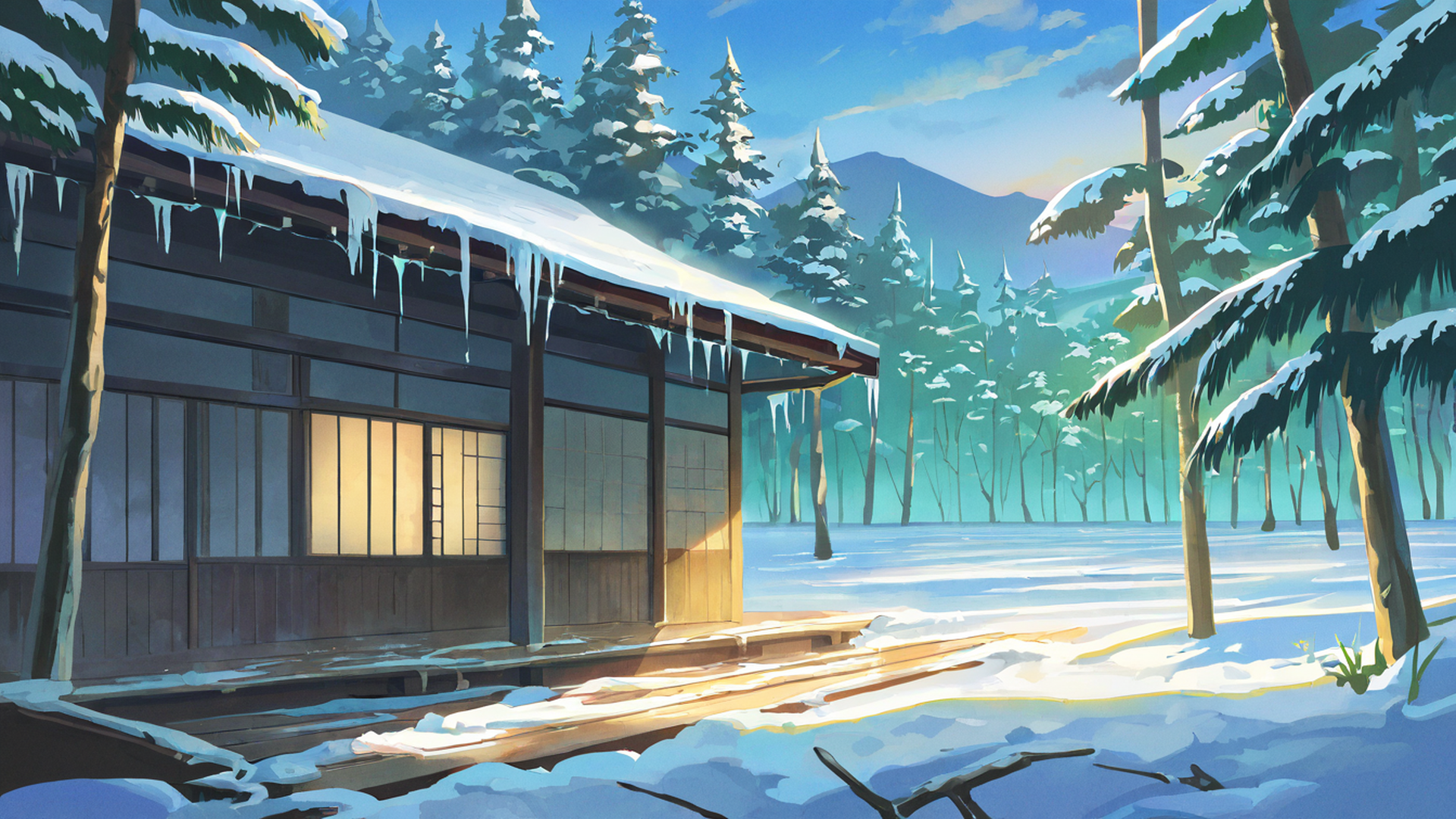 onsen winter lofi wallpaper