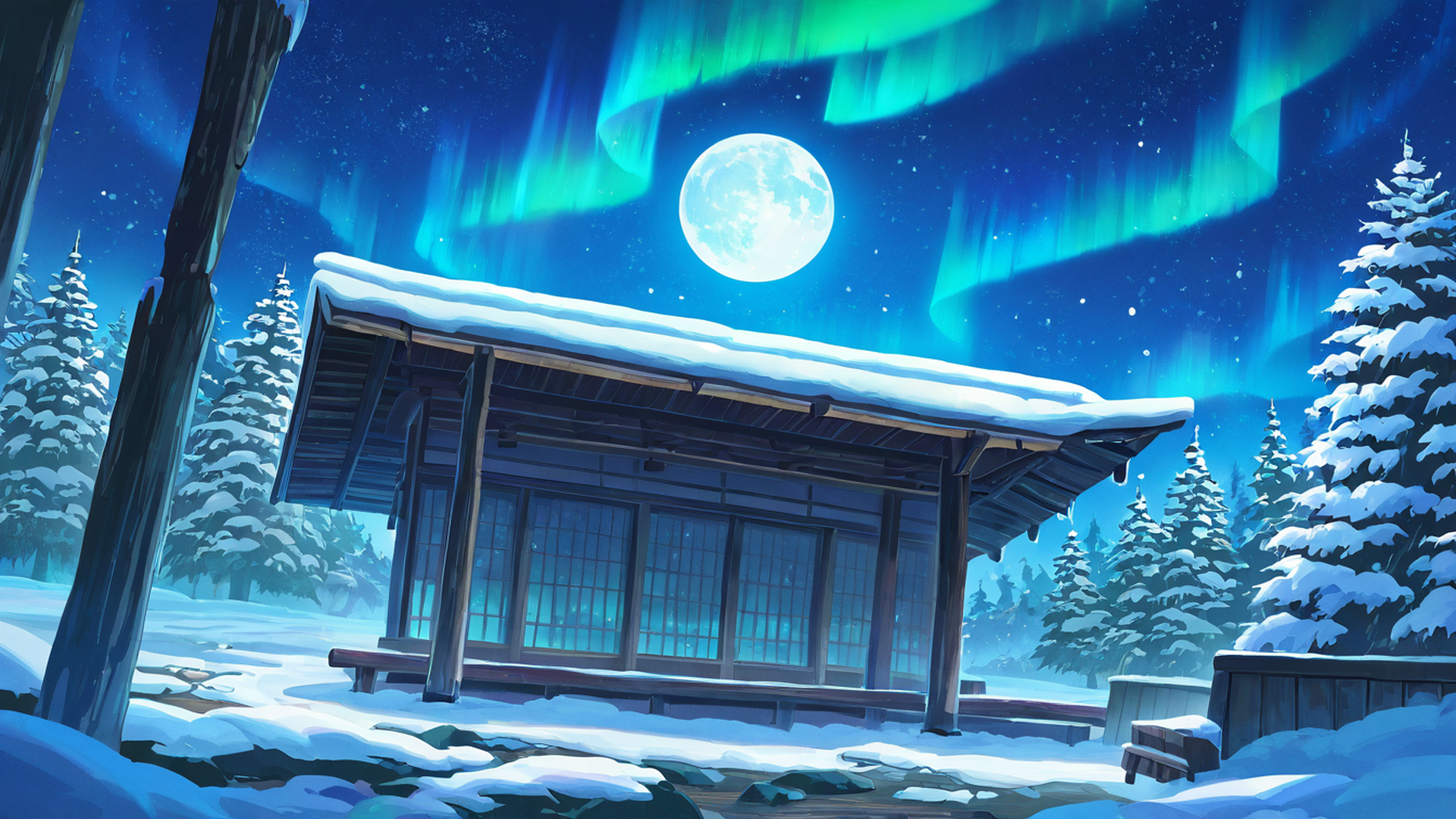 onsen winter lofi wallpaper