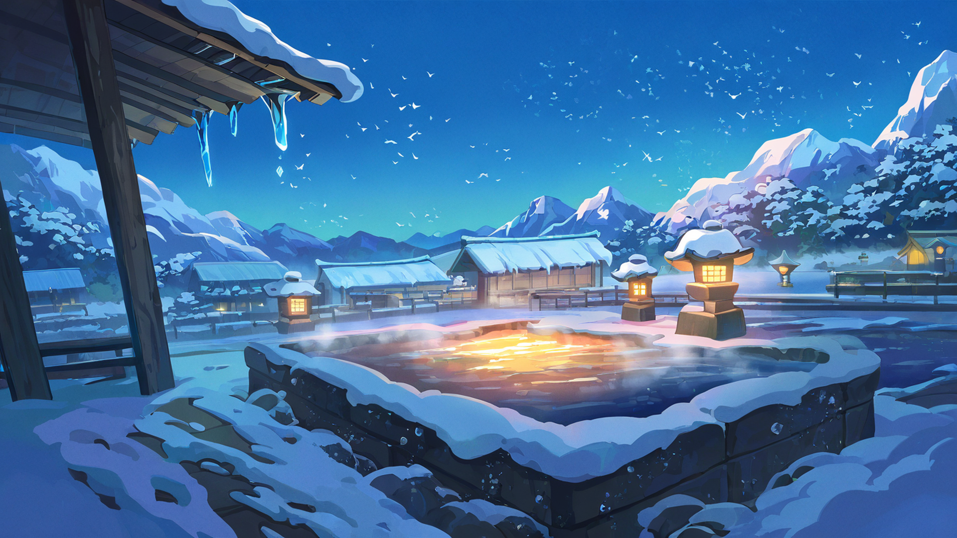 onsen winter lofi wallpaper