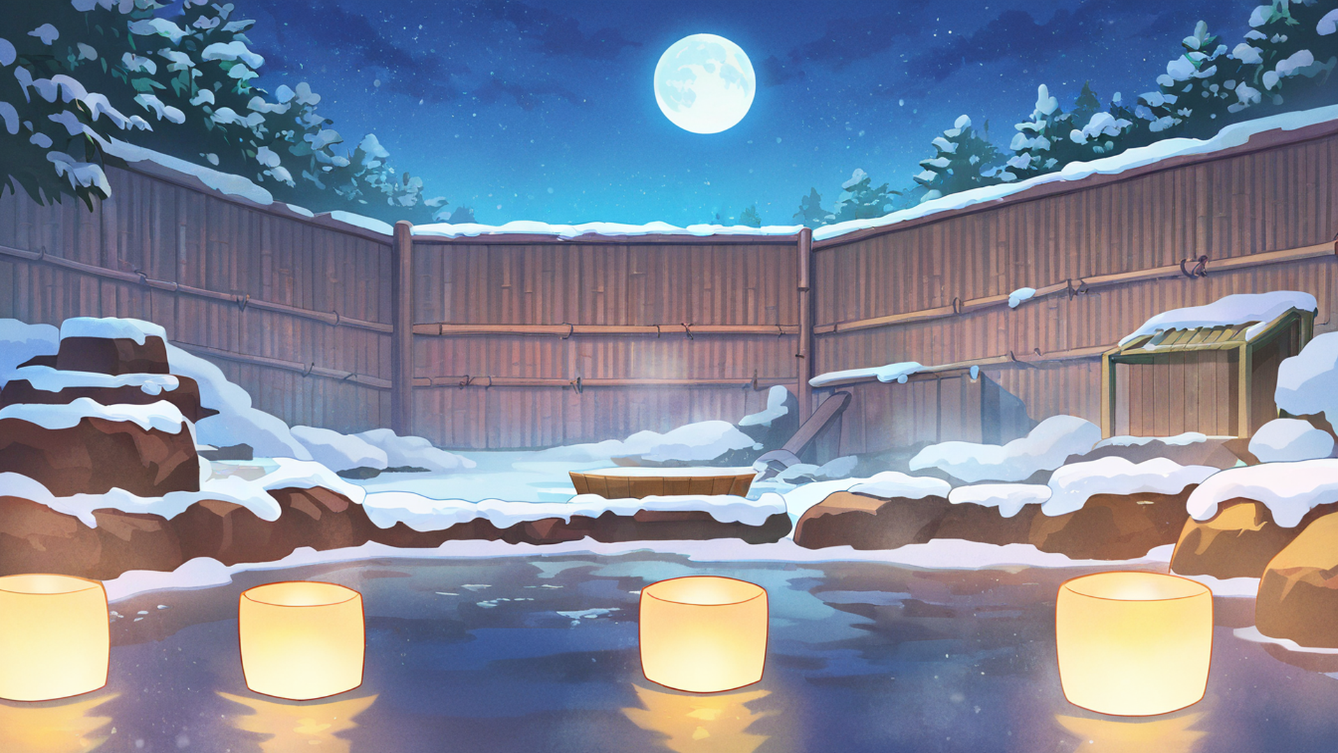 onsen winter lofi wallpaper