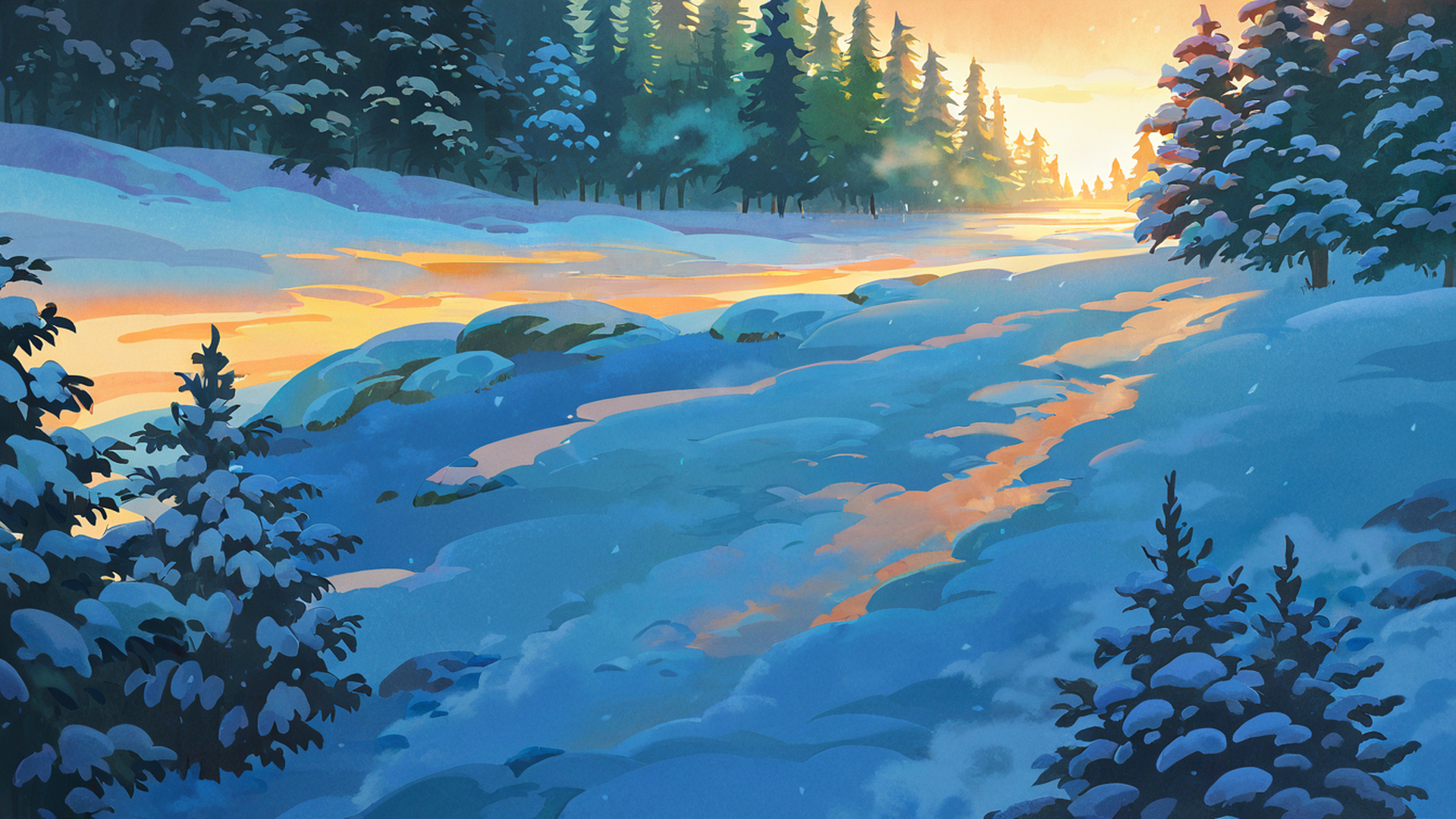 onsen winter lofi wallpaper