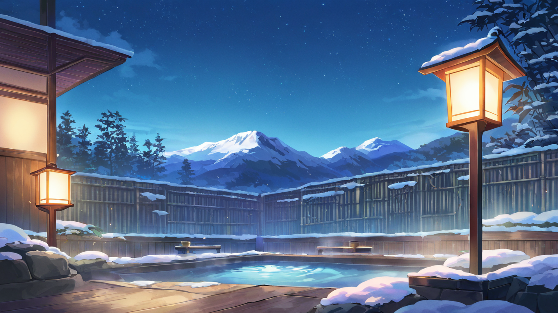 onsen winter lofi wallpaper