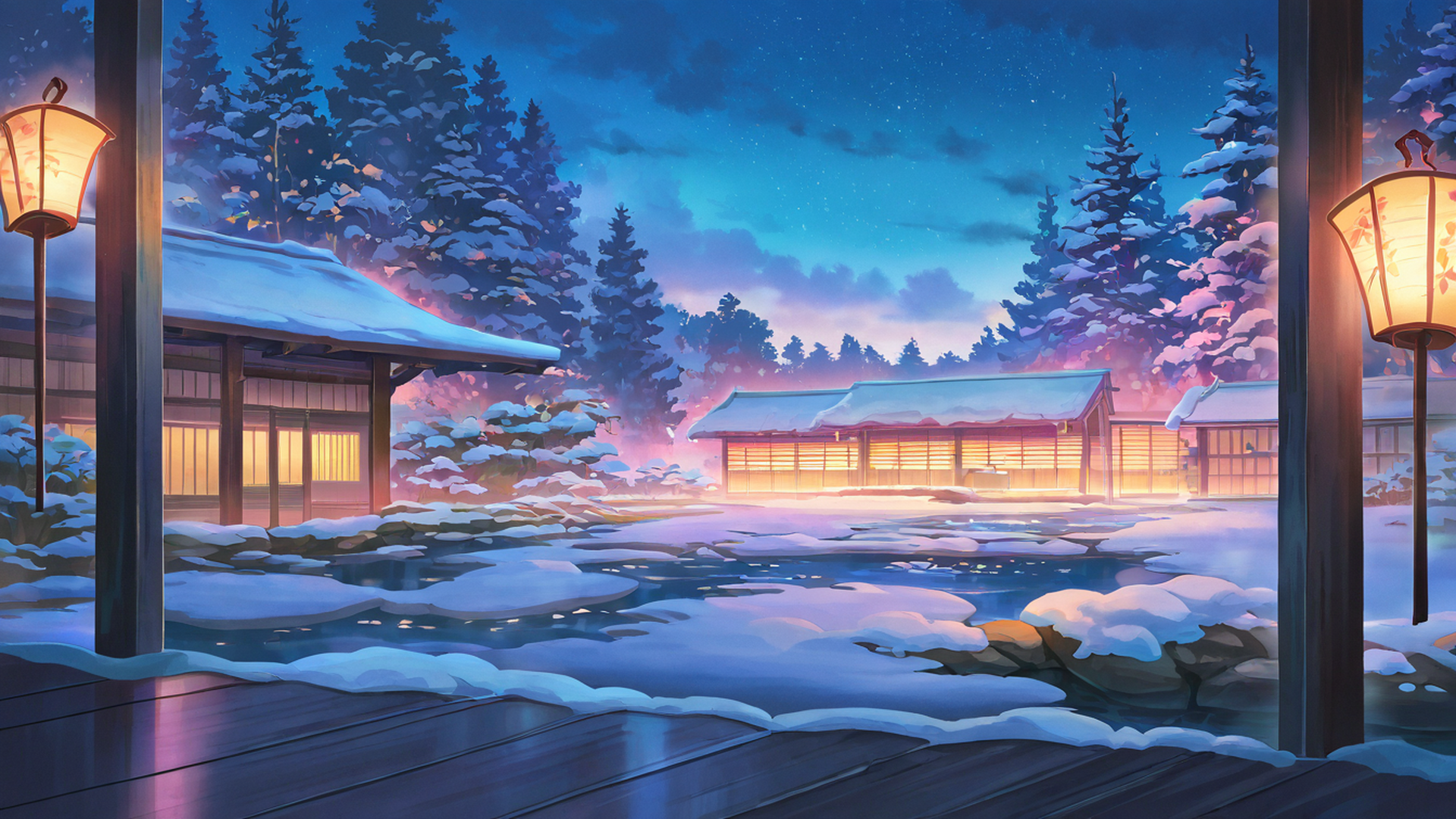 Onsen Winter Onsen Winter 1826251095 lofi anime wallpaper free download
