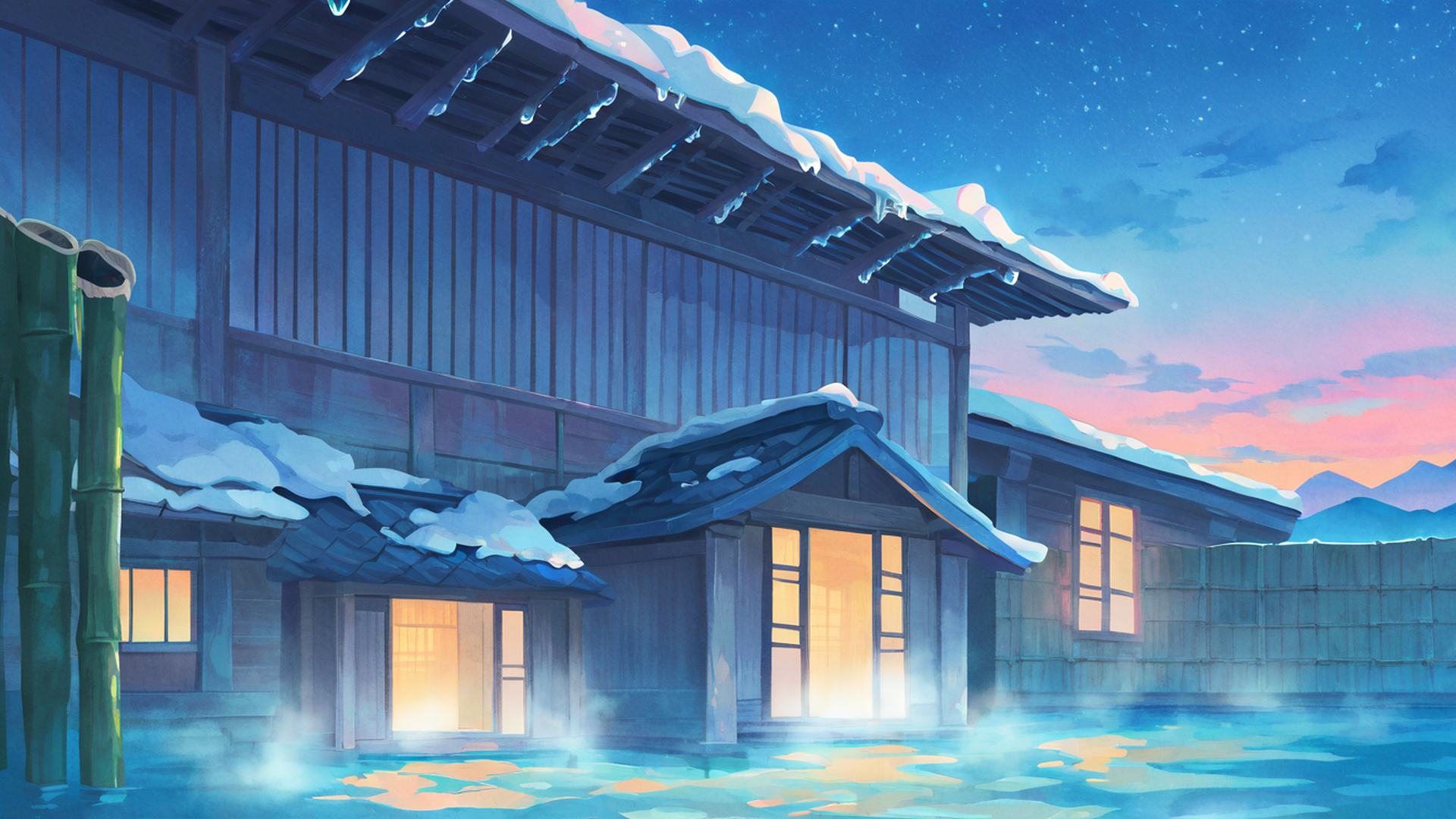 onsen winter lofi wallpaper
