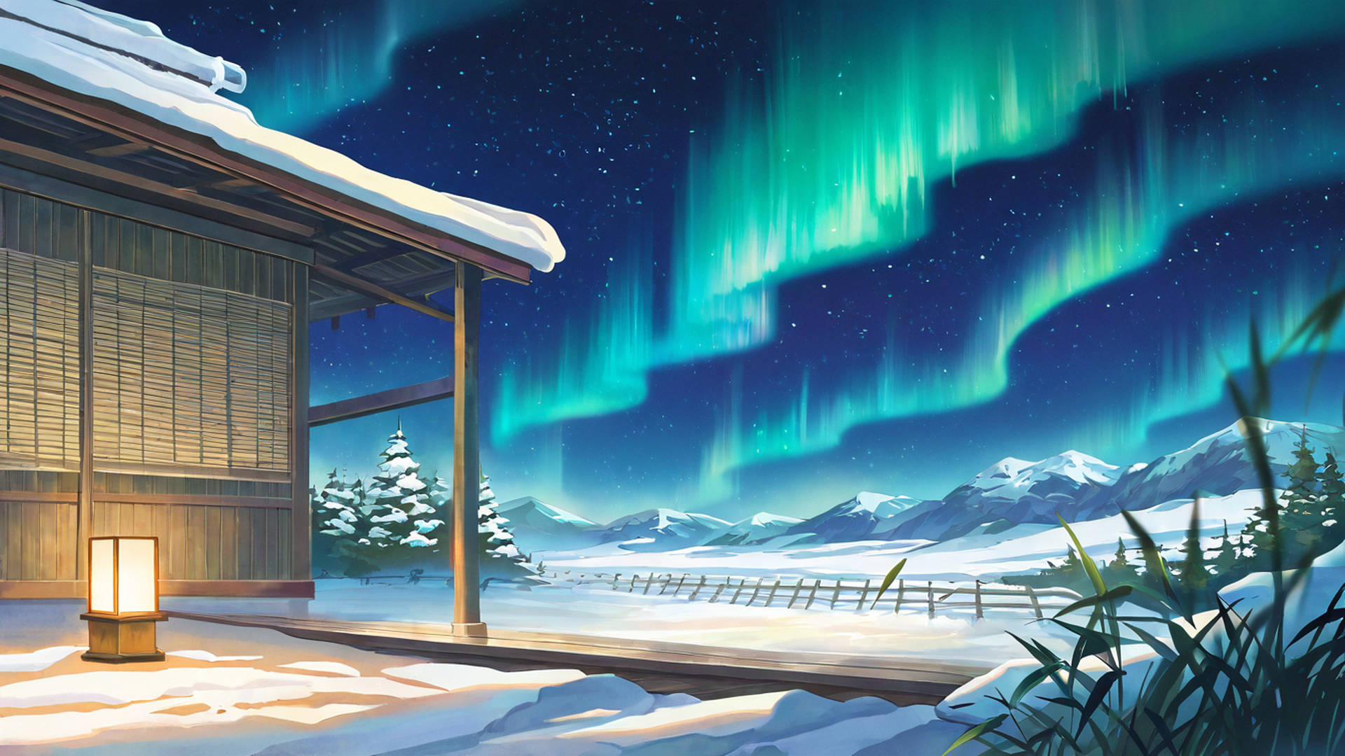 onsen winter lofi wallpaper