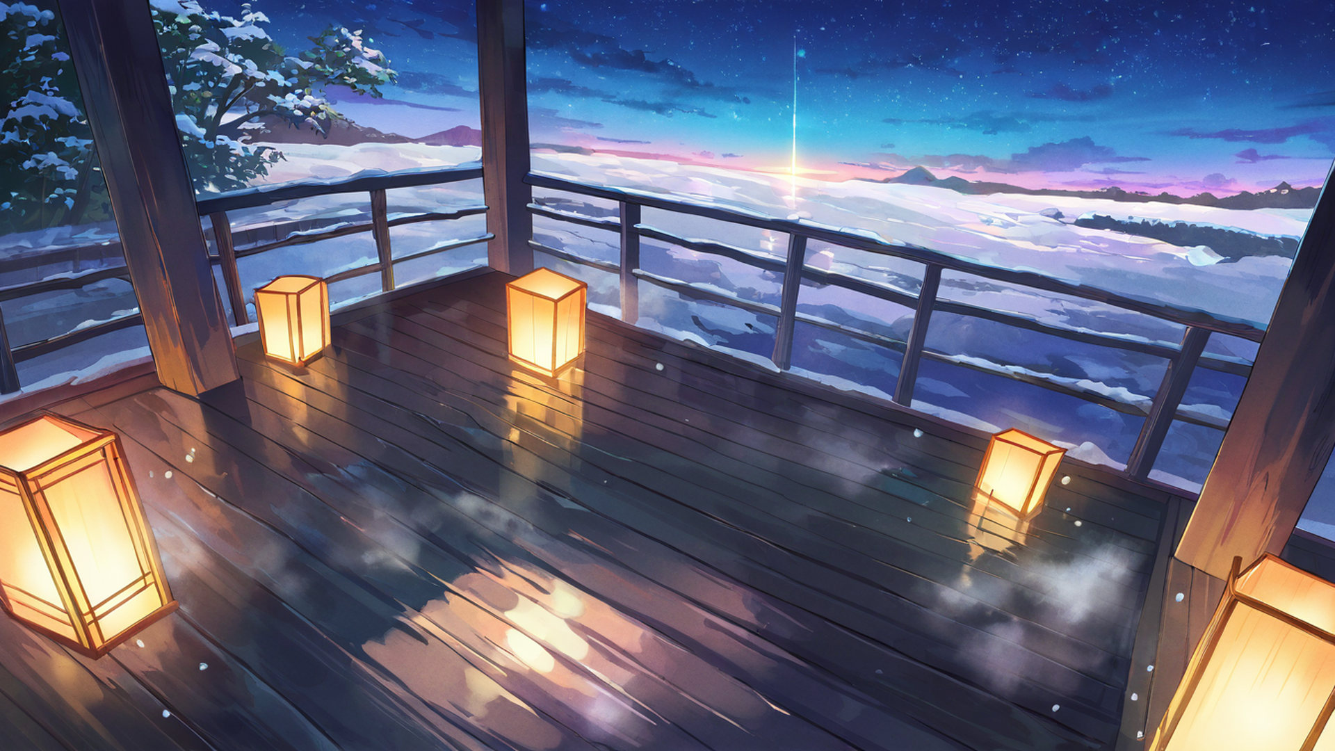 onsen winter lofi wallpaper