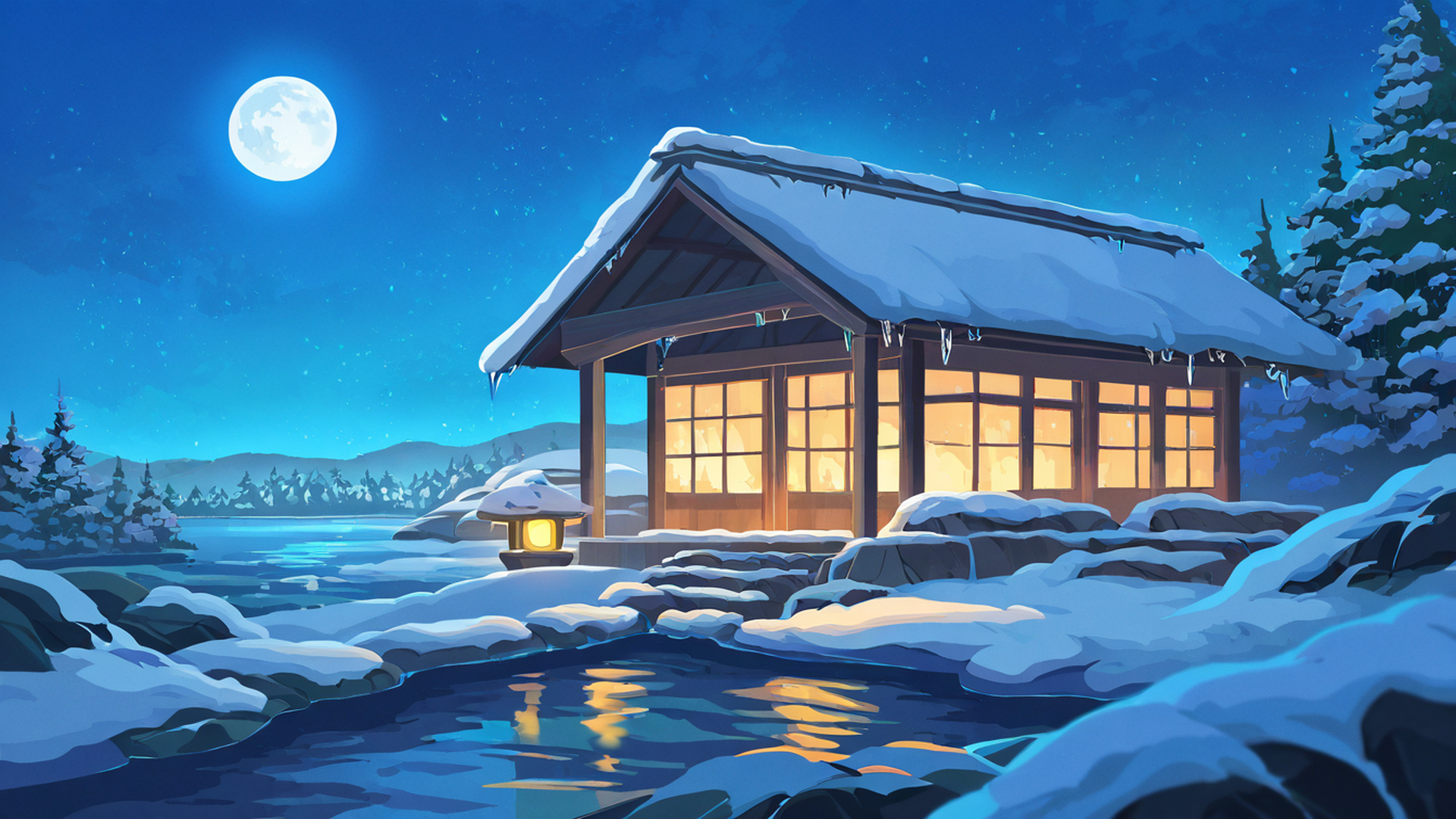 onsen winter lofi wallpaper