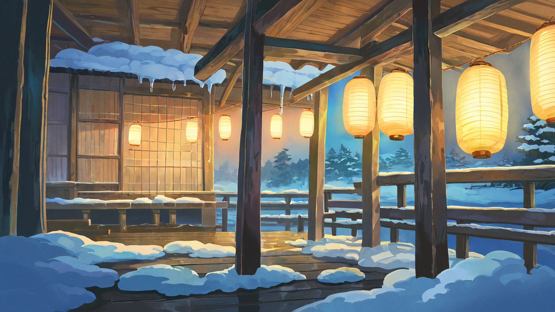Onsen Winter Onsen Winter 2060259649 lofi anime wallpaper free download