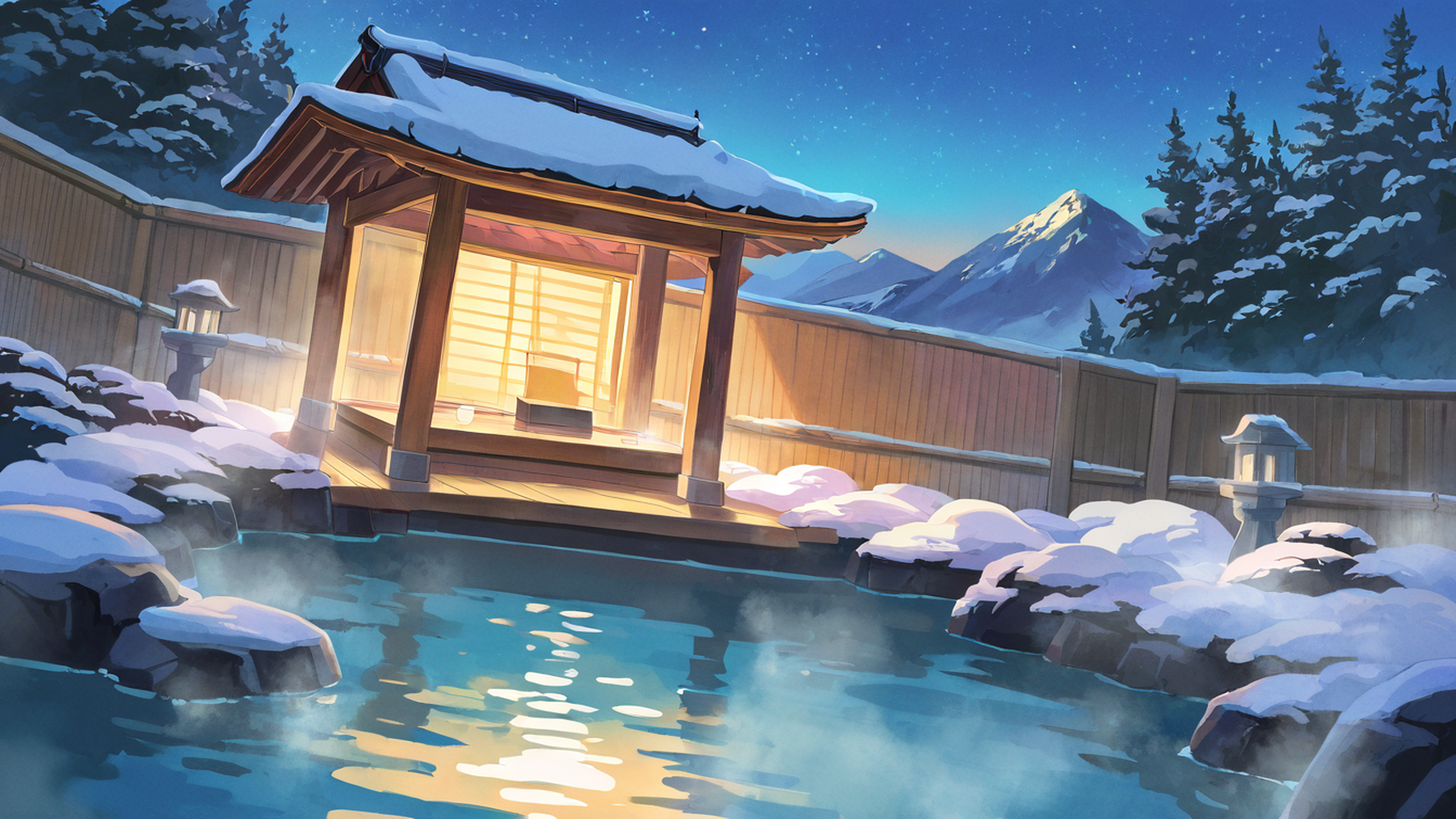 onsen winter lofi wallpaper