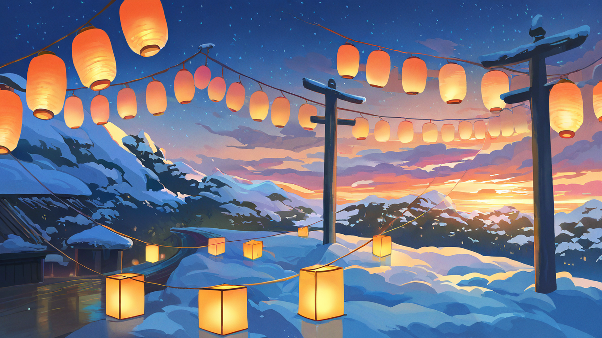 Onsen Winter Onsen Winter 2141589781 lofi anime wallpaper free download