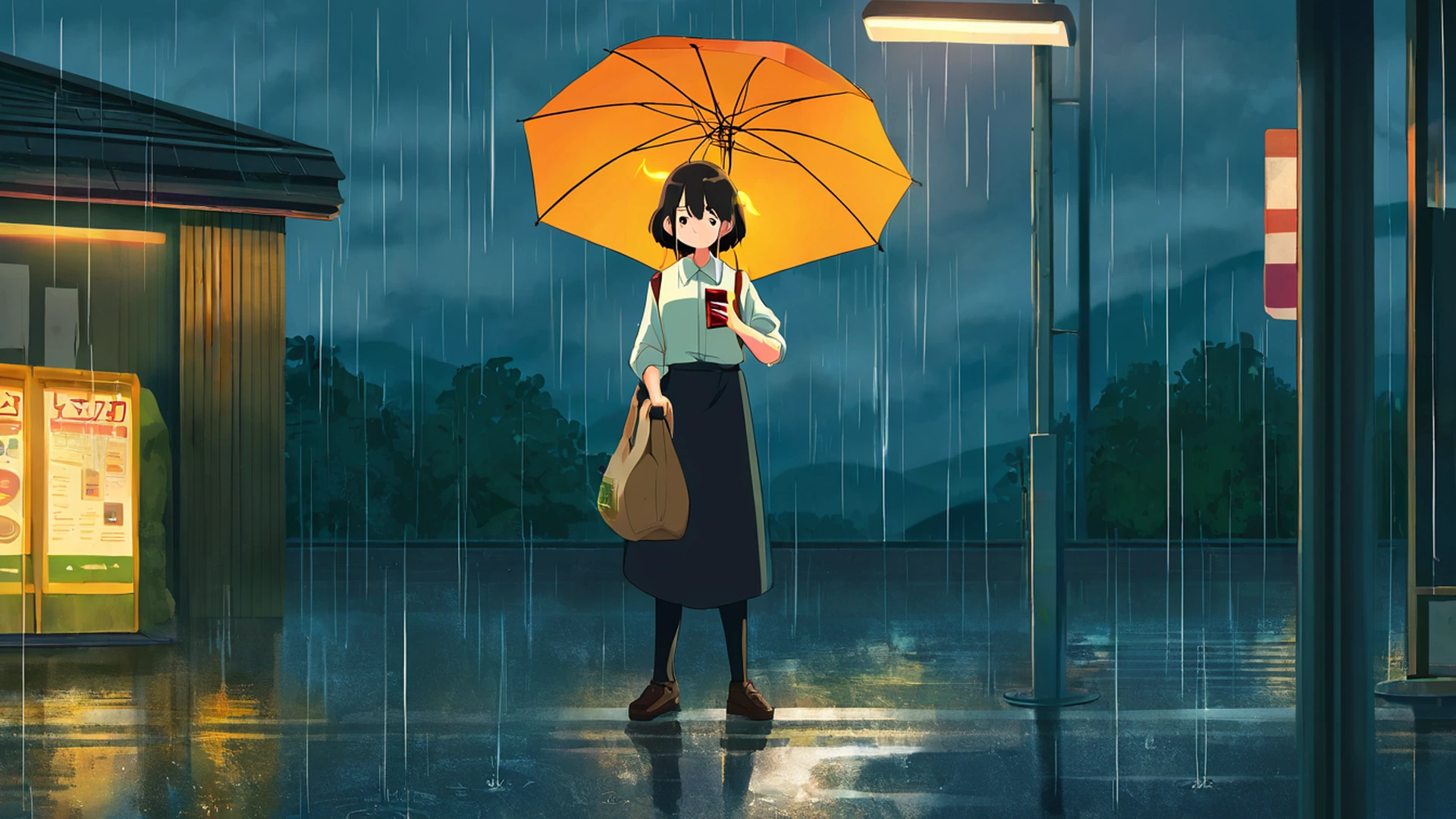 Rainy Bus Stop Rainy Bus Stop 1761440475 lofi anime wallpaper free download