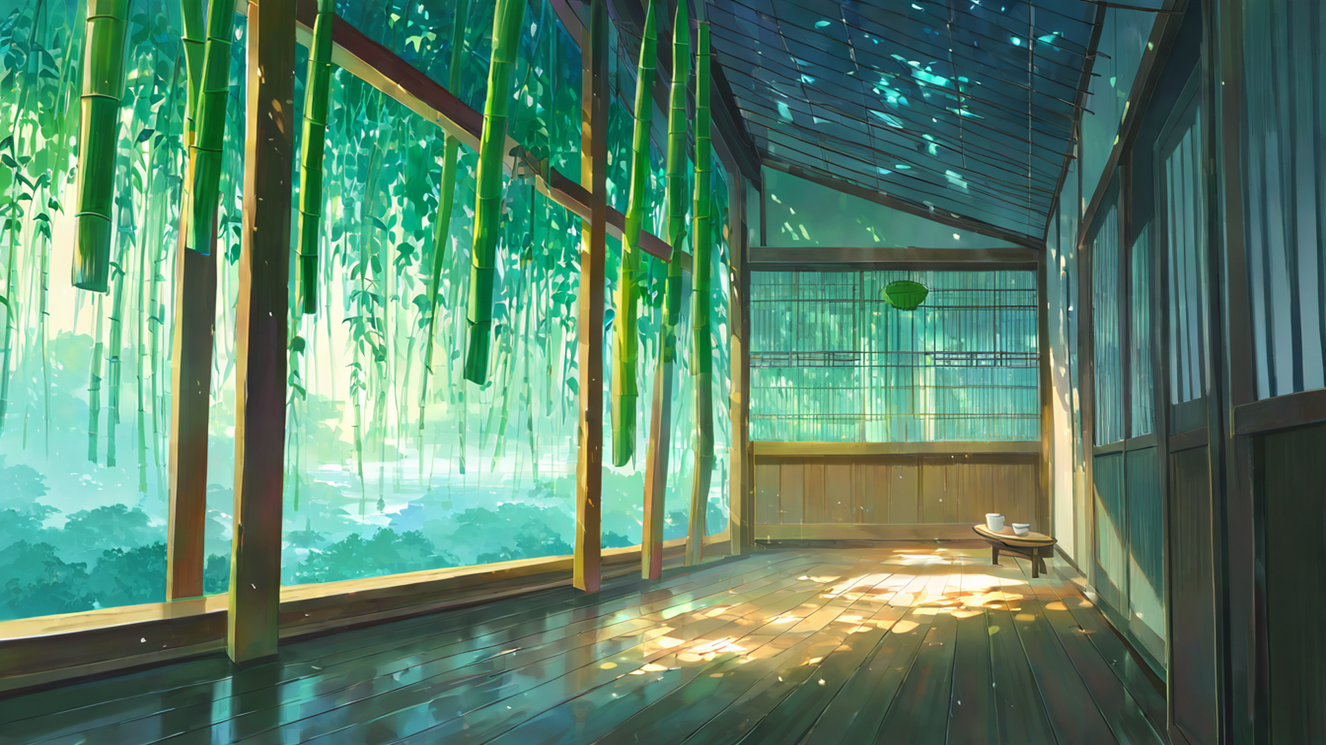 rainy porch engawa lofi wallpaper