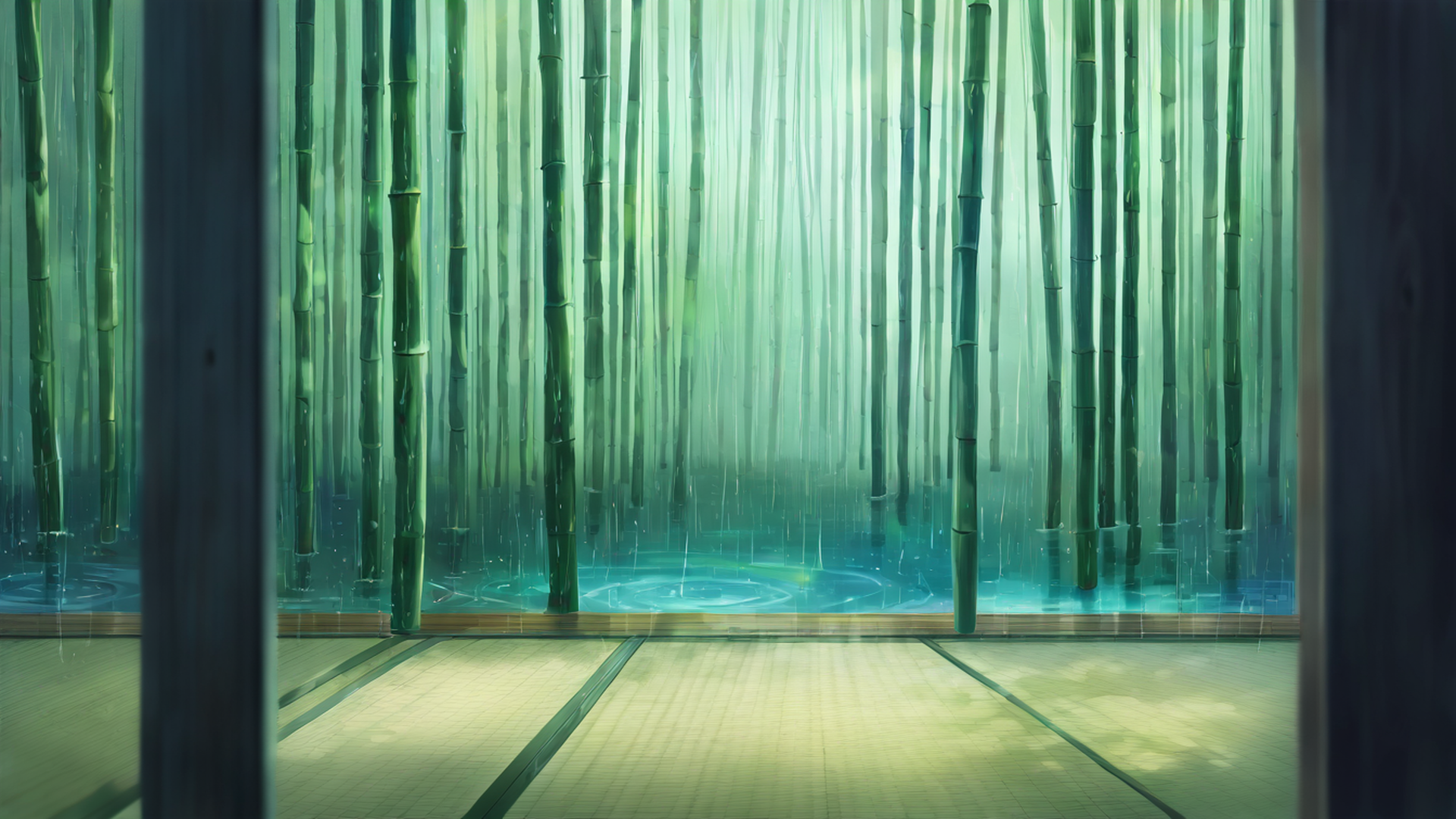 rainy porch engawa lofi wallpaper