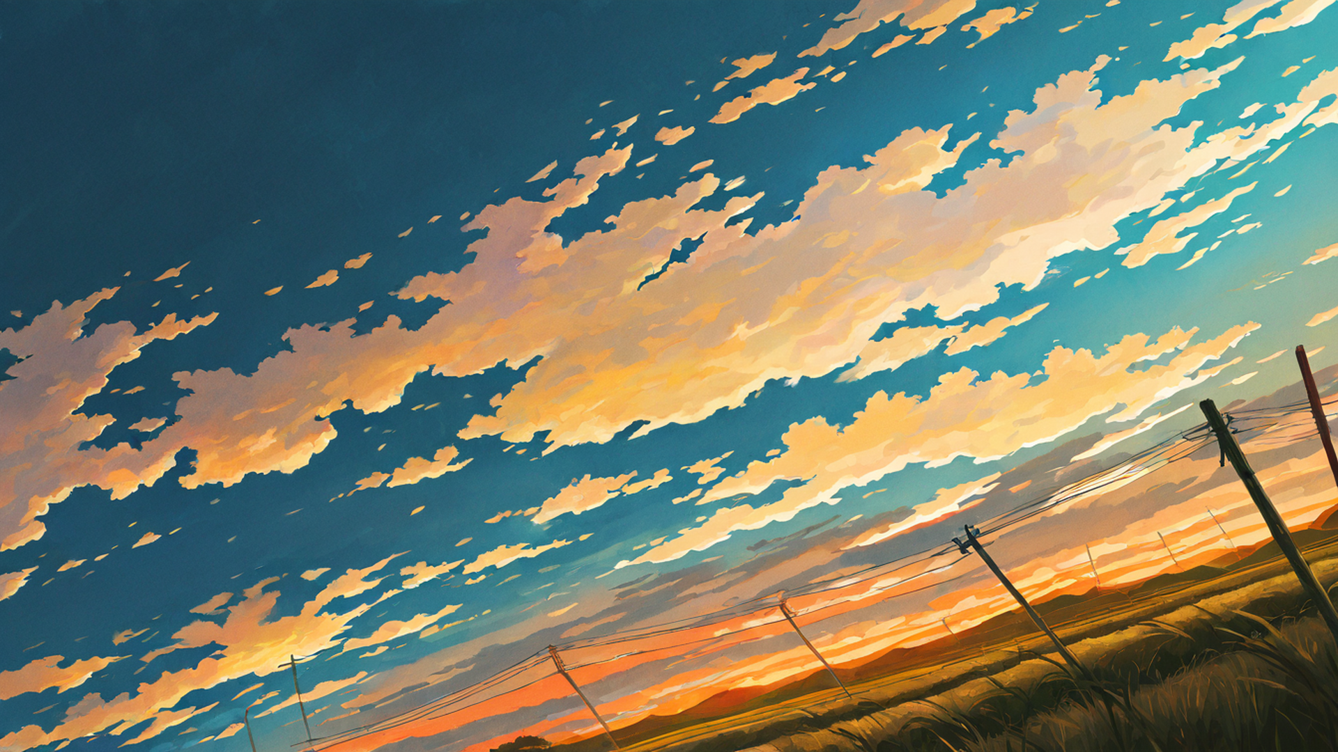 rice fields summer lofi wallpaper