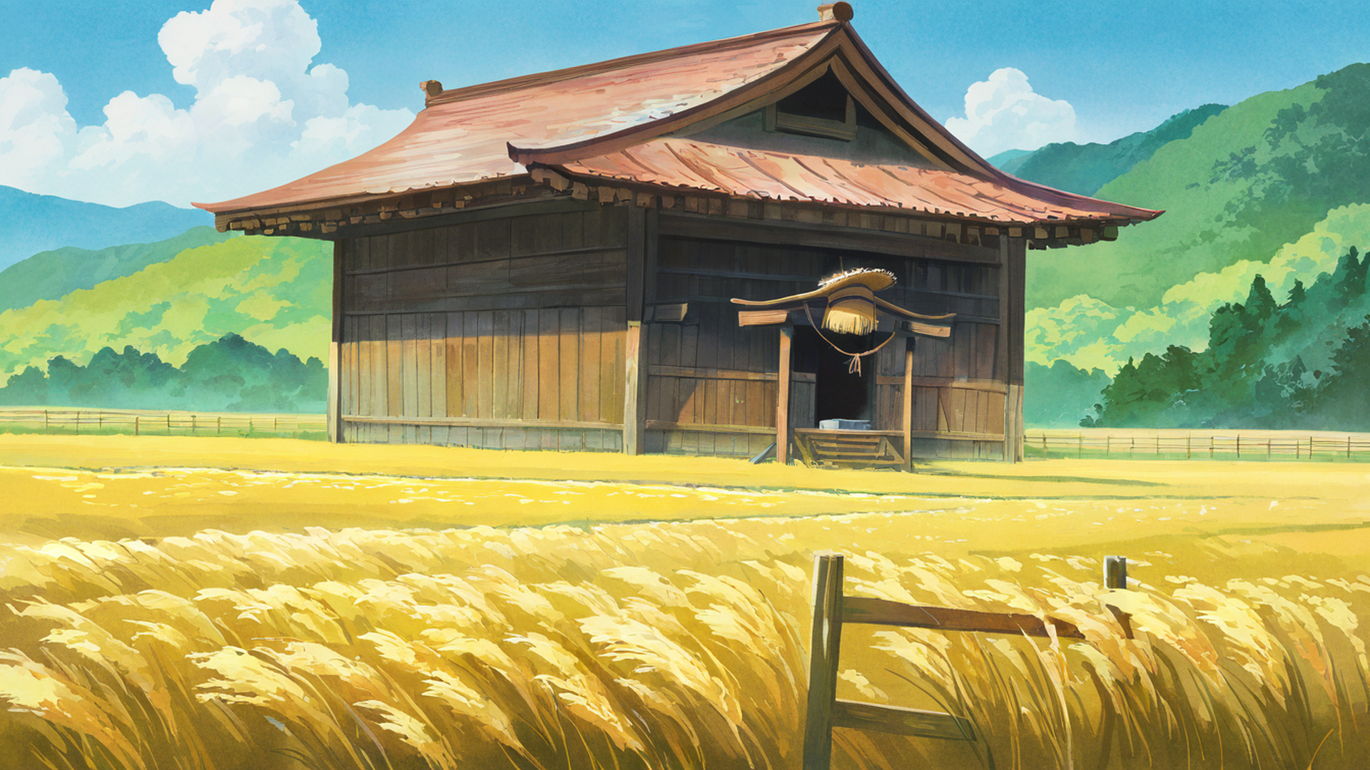 Rice Fields Summer Rice Fields Summer 0406023616 lofi anime wallpaper free download