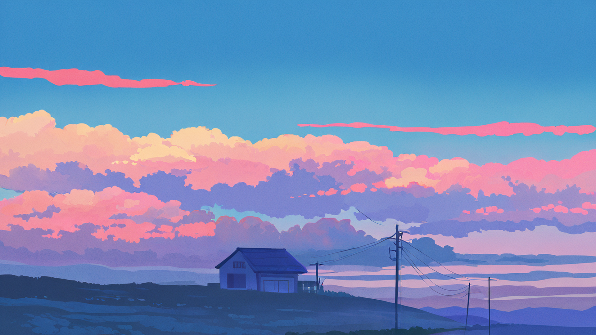 rice fields summer lofi wallpaper