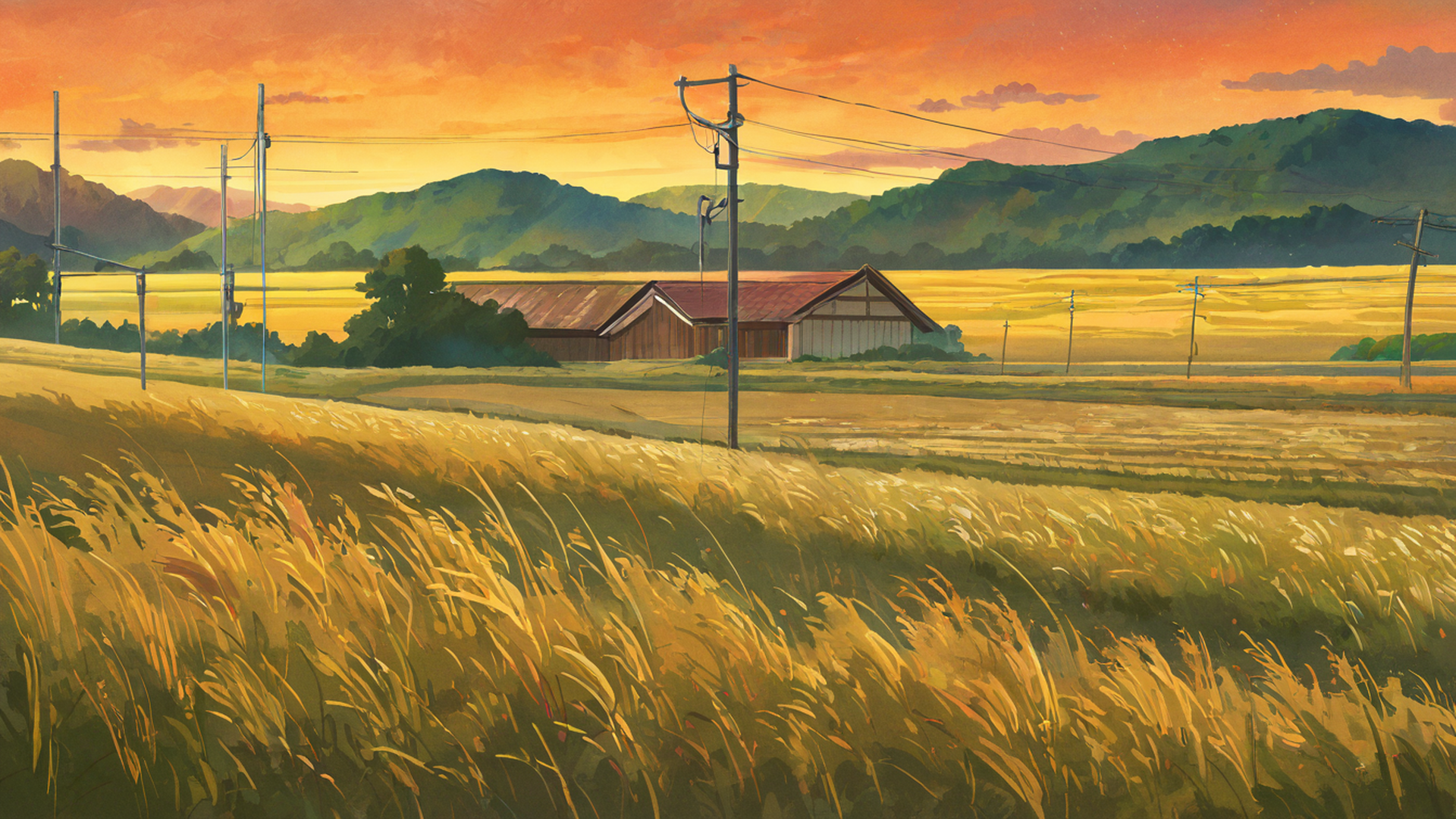 Rice Fields Summer Rice Fields Summer 0504922958 lofi anime wallpaper free download