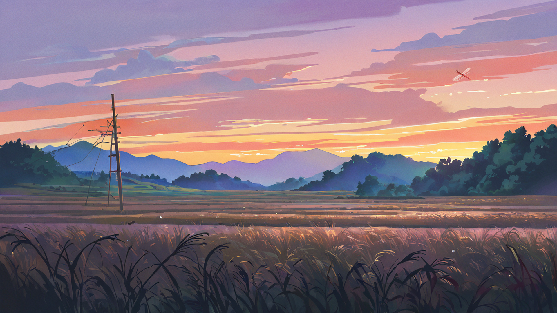 Rice Fields Summer Rice Fields Summer 0984558433 lofi anime wallpaper free download