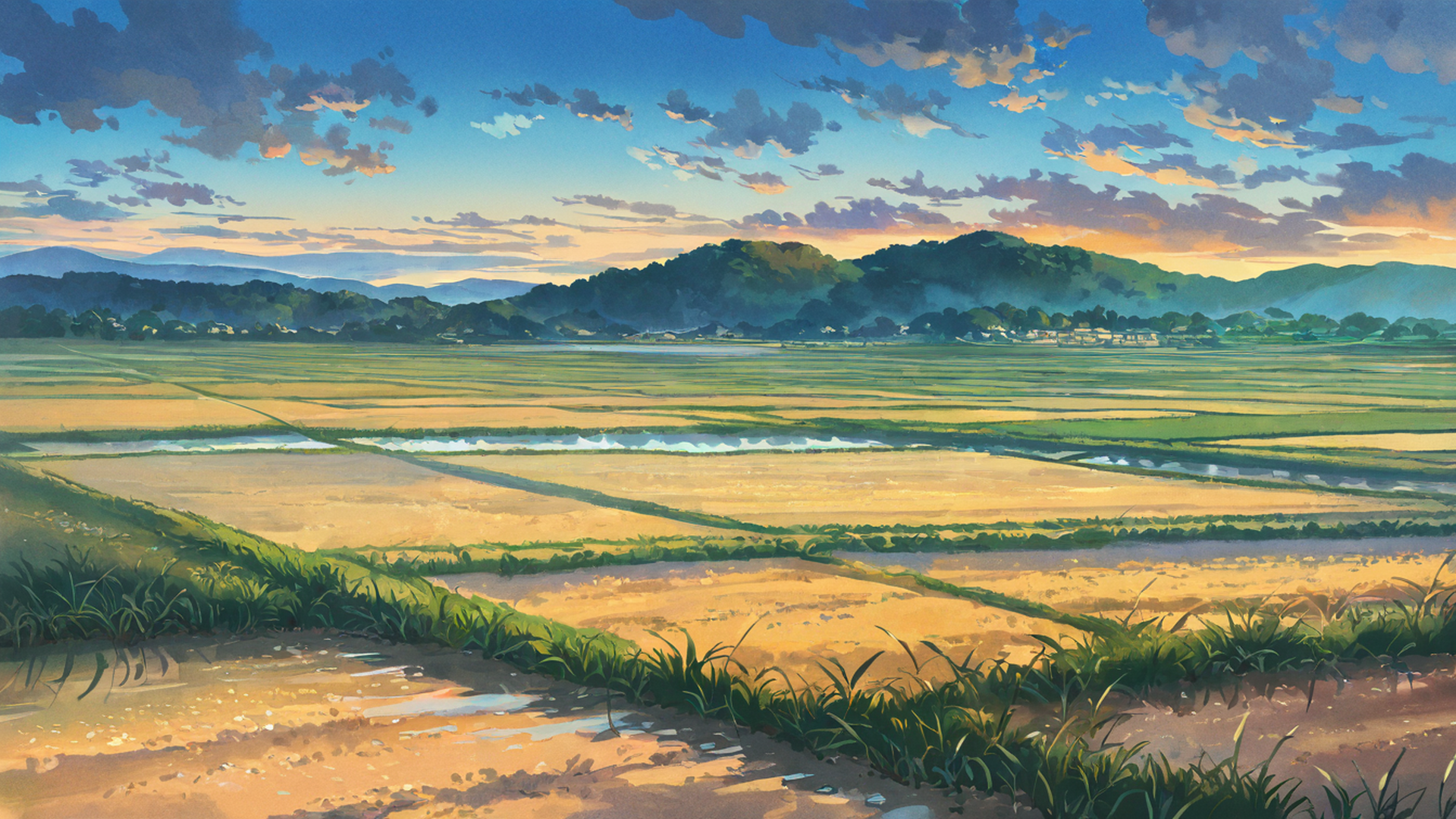 Rice Fields Summer Rice Fields Summer 1271676150 lofi anime wallpaper free download