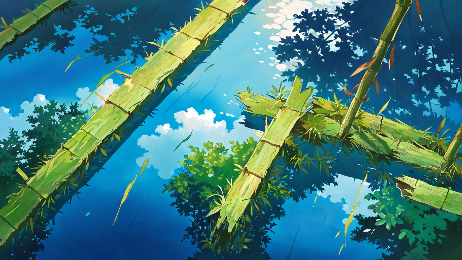 rice fields summer lofi wallpaper