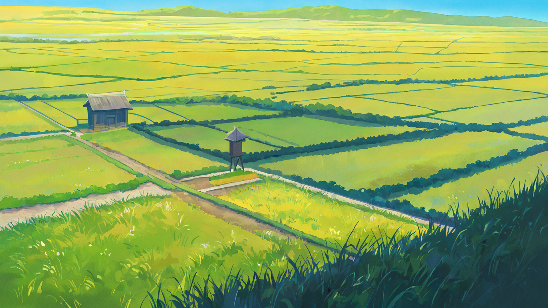 Rice Fields Summer Rice Fields Summer 1732035656 lofi anime wallpaper free download