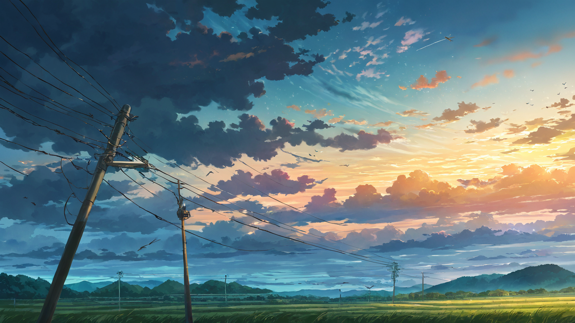 rice fields summer lofi wallpaper