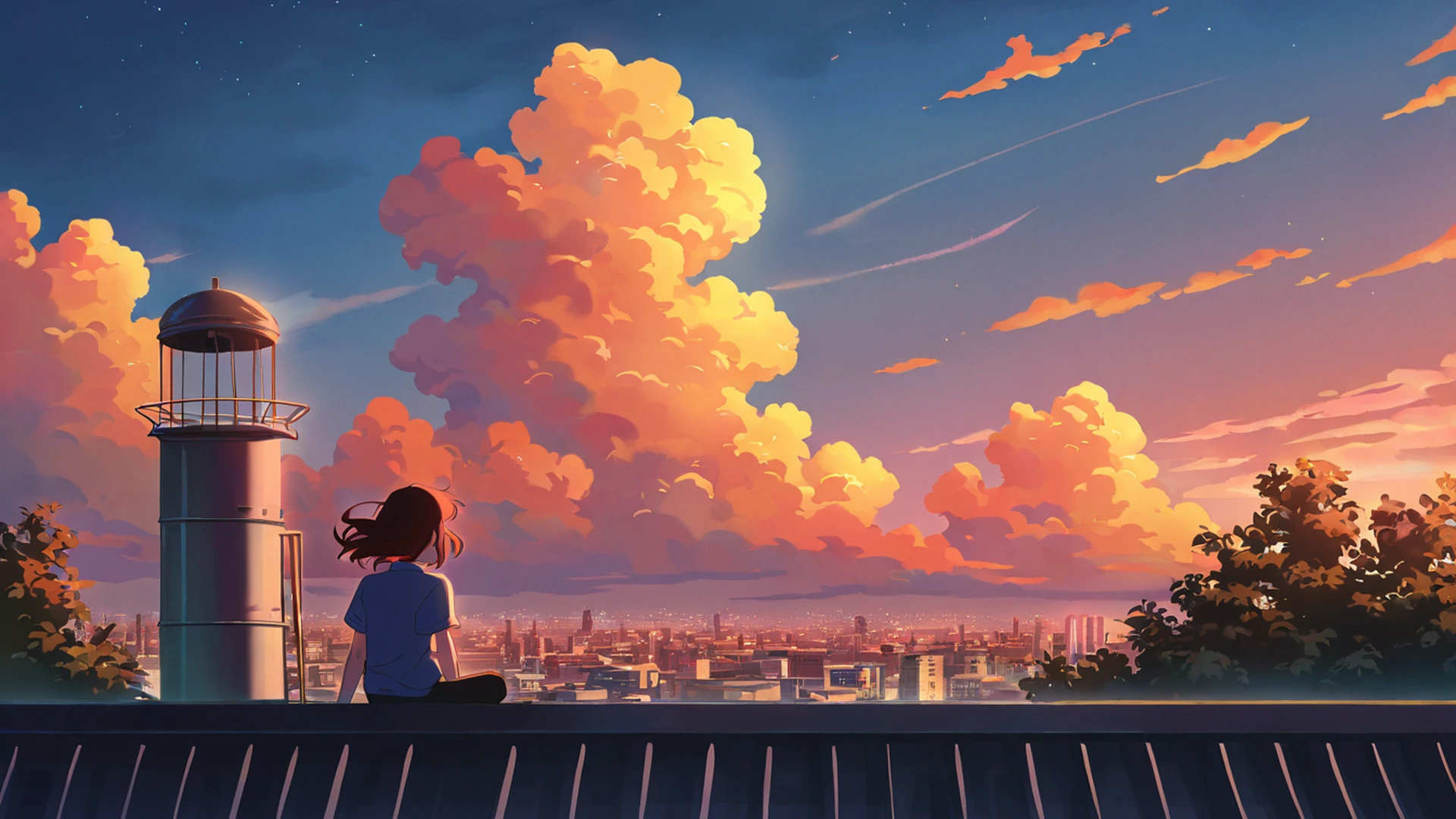 Rooftop Sunset Rooftop Sunset 1767176969 lofi anime wallpaper free download