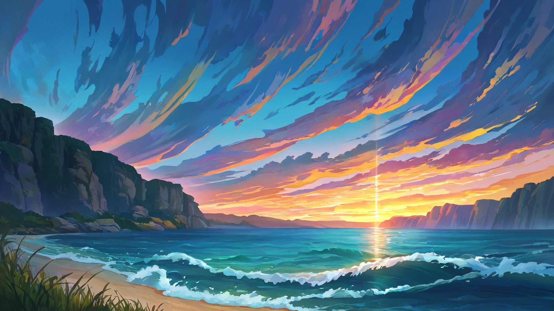 seaside lighthouse lofi wallpaper