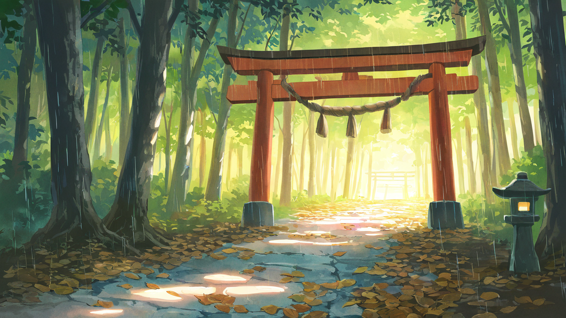 shrine torii lofi wallpaper