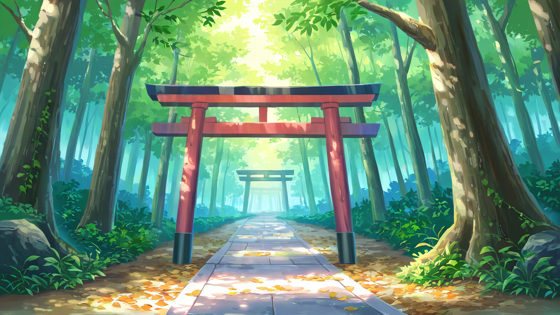 shrine torii lofi wallpaper