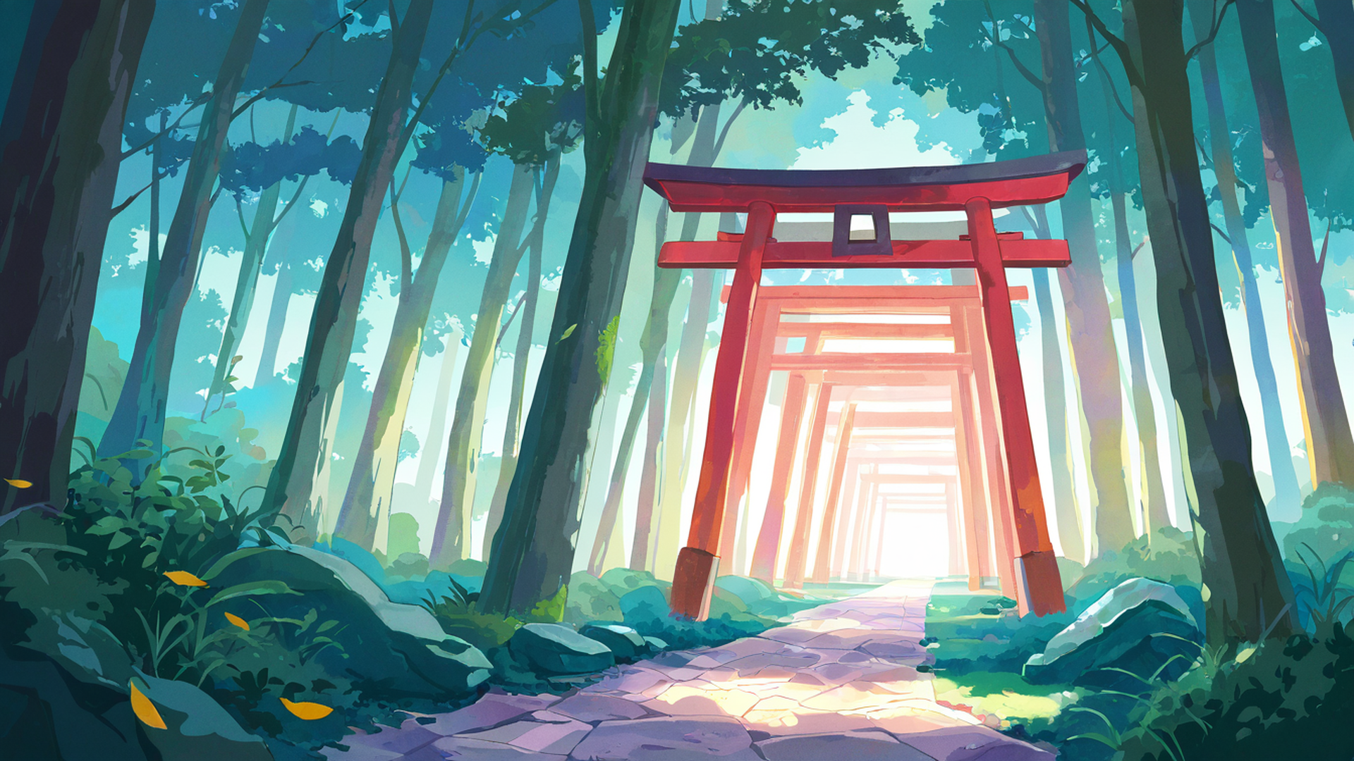 shrine torii lofi wallpaper