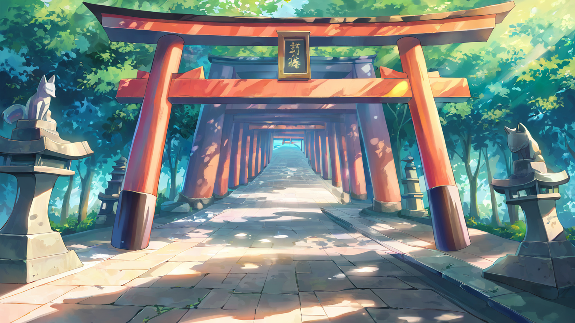 shrine torii lofi wallpaper