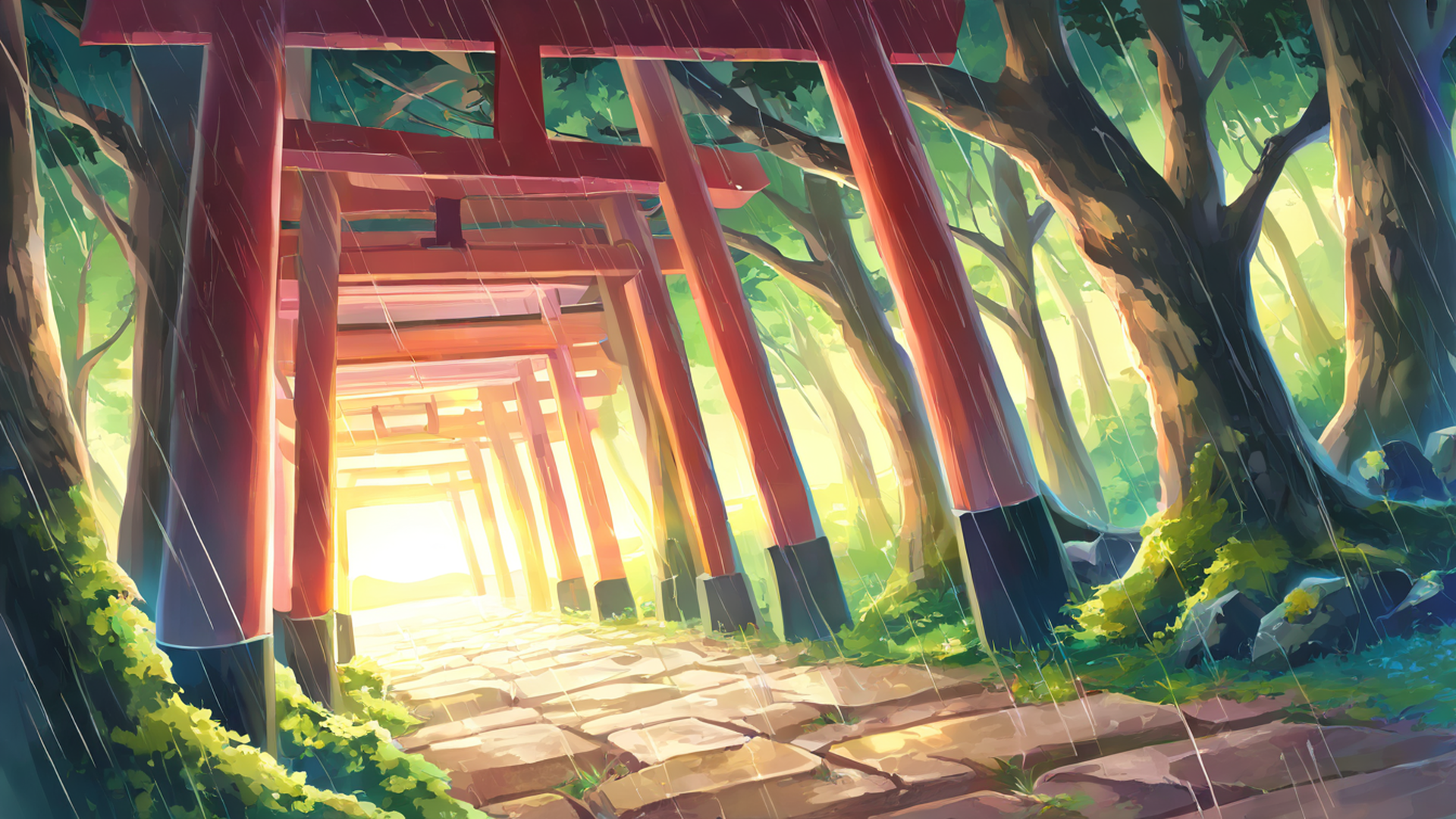 shrine torii lofi wallpaper