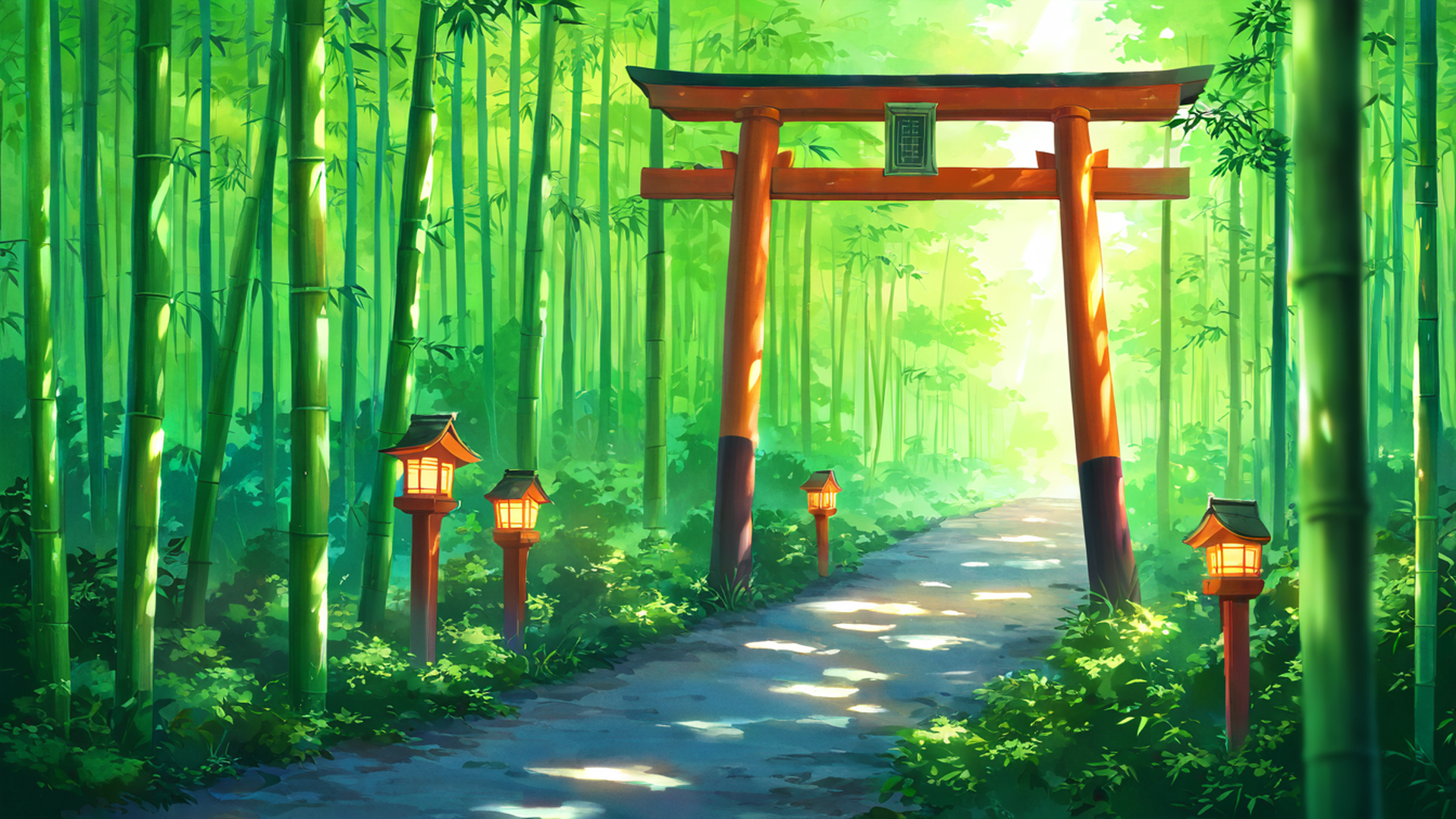 shrine torii lofi wallpaper