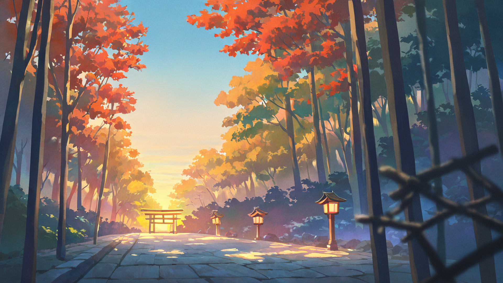 shrine torii lofi wallpaper