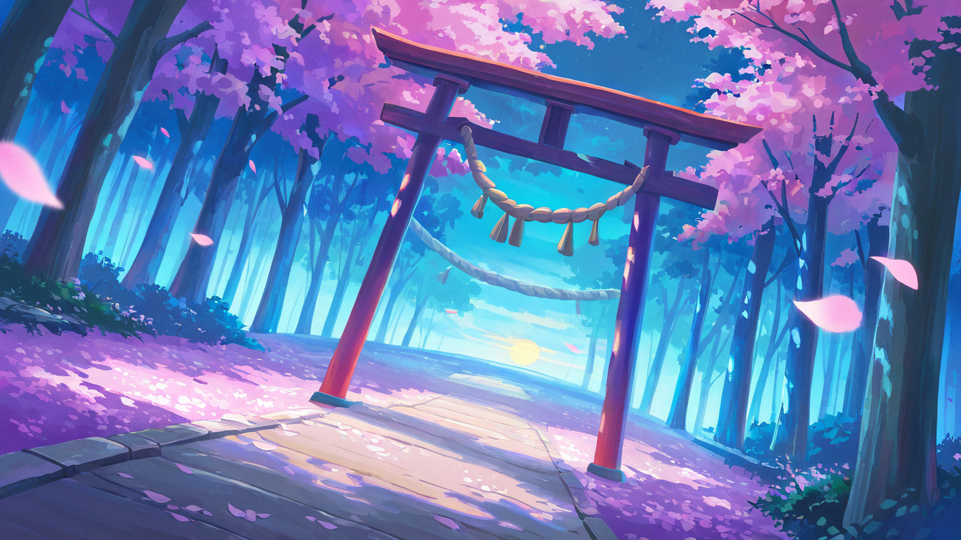 shrine torii lofi wallpaper