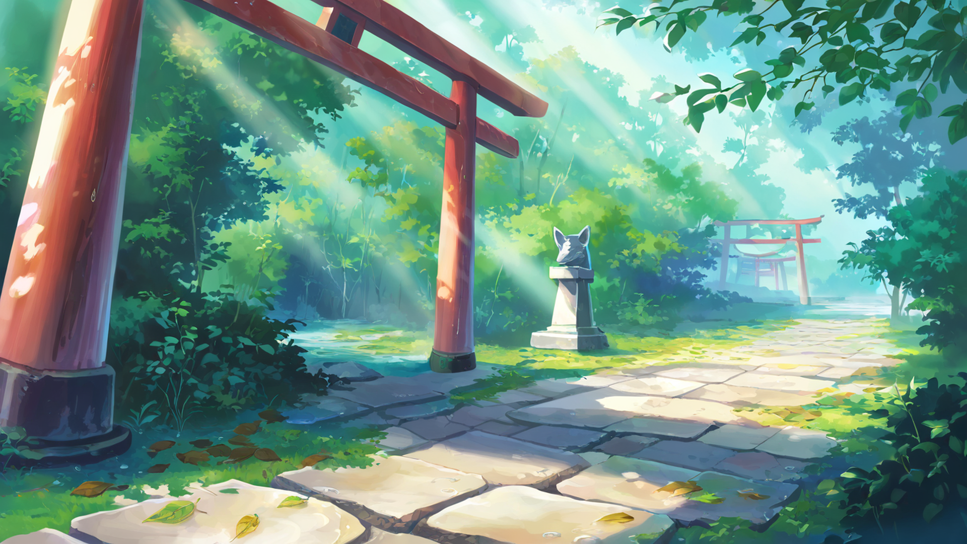 shrine torii lofi wallpaper
