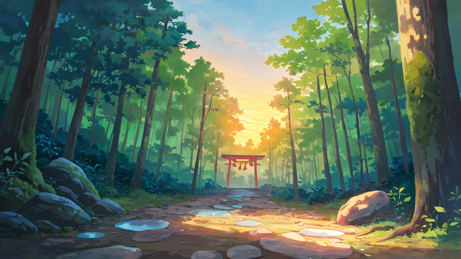 shrine torii lofi wallpaper