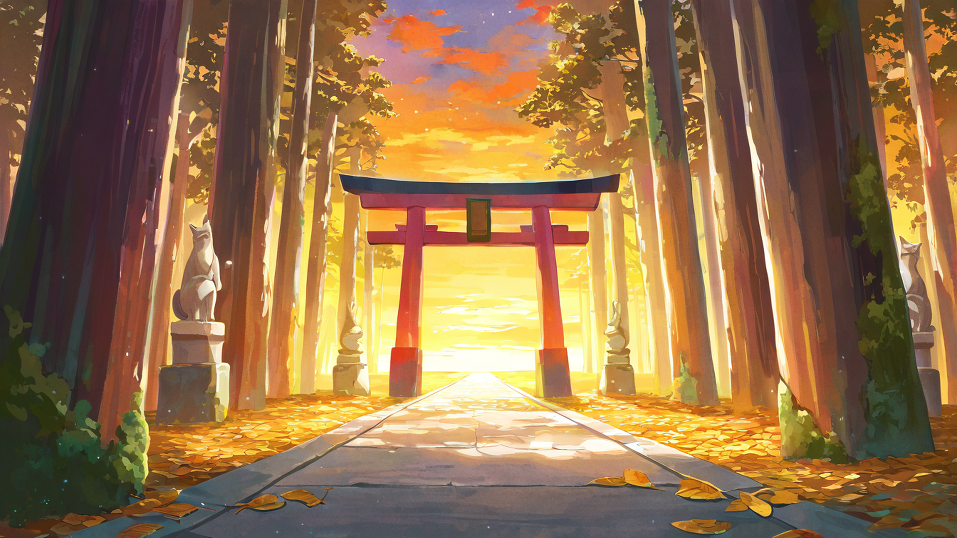 shrine torii lofi wallpaper