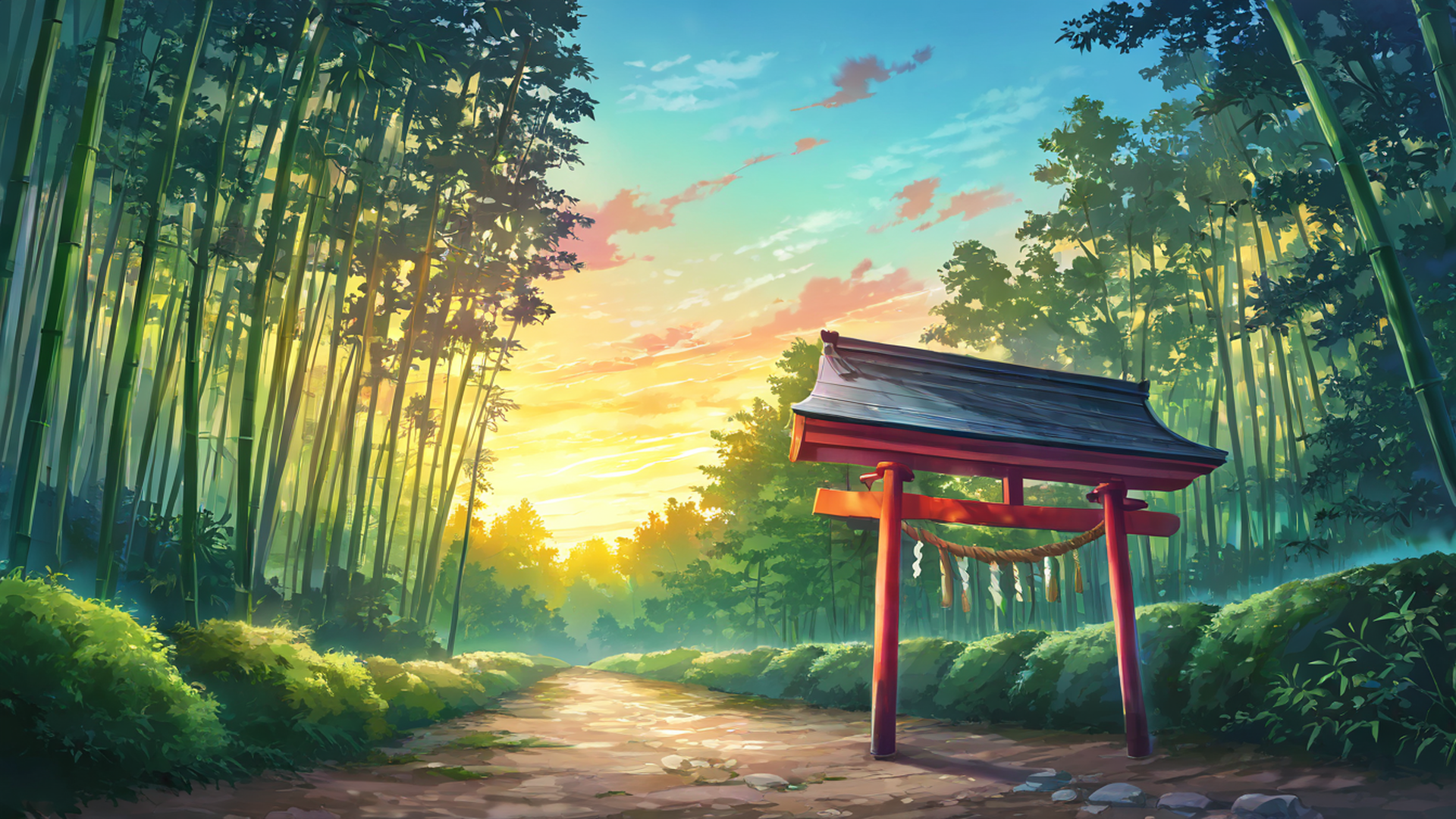 shrine torii lofi wallpaper