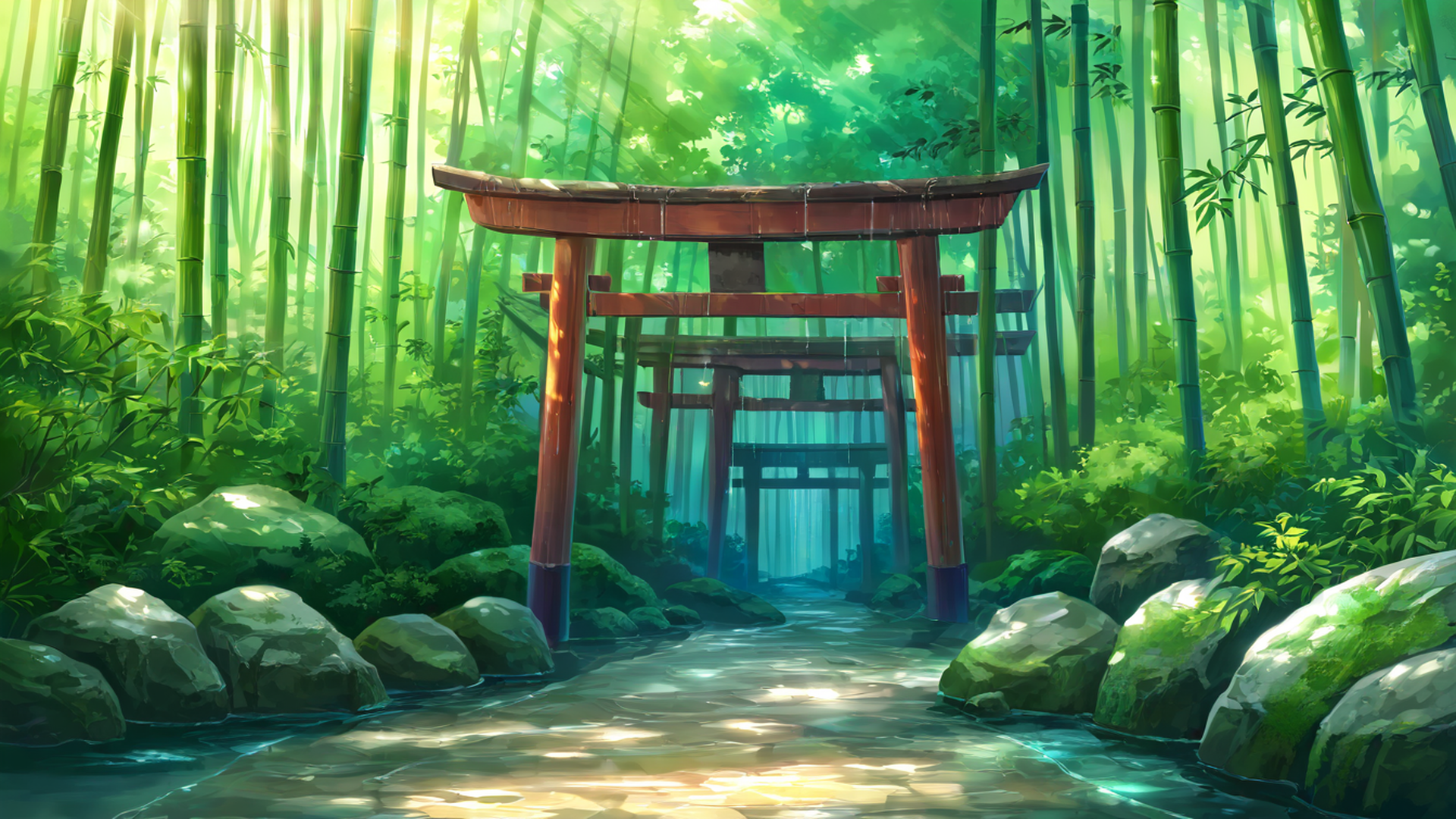 shrine torii lofi wallpaper