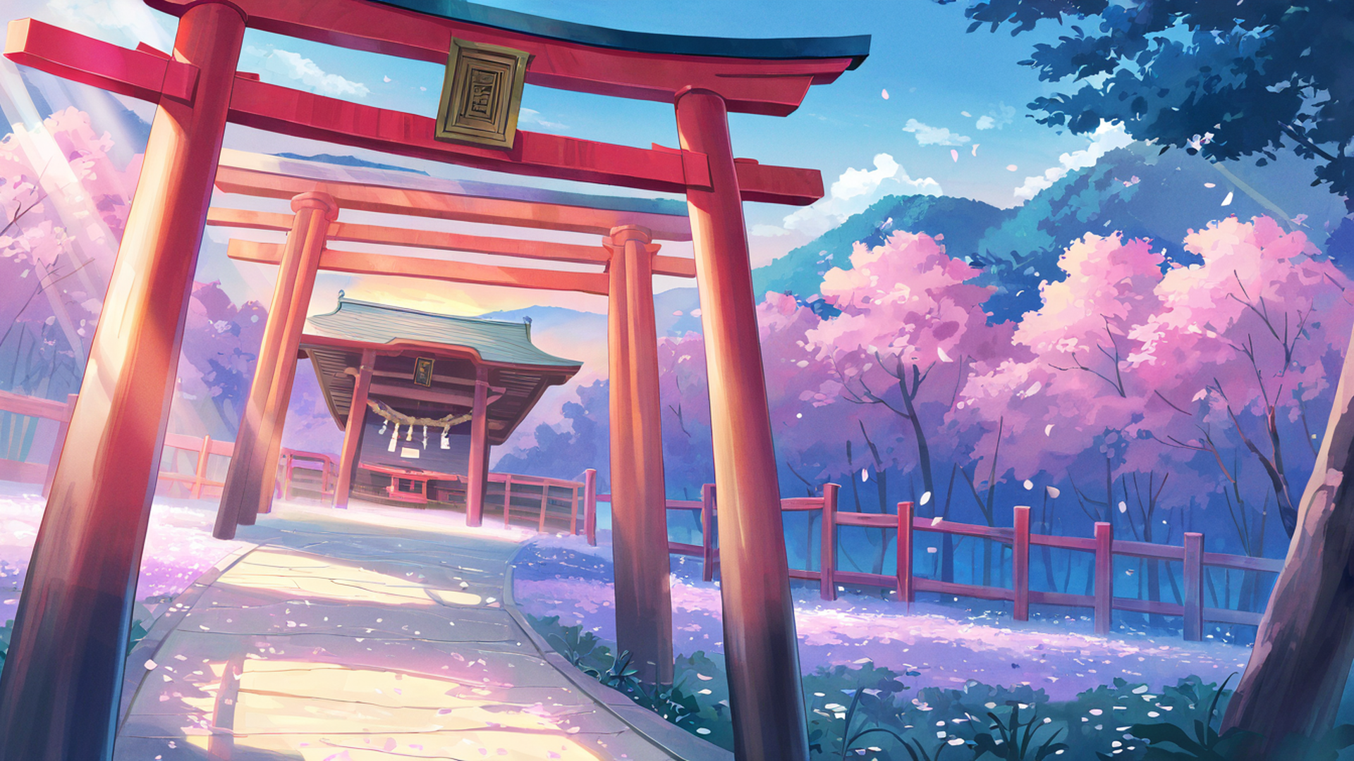 shrine torii lofi wallpaper