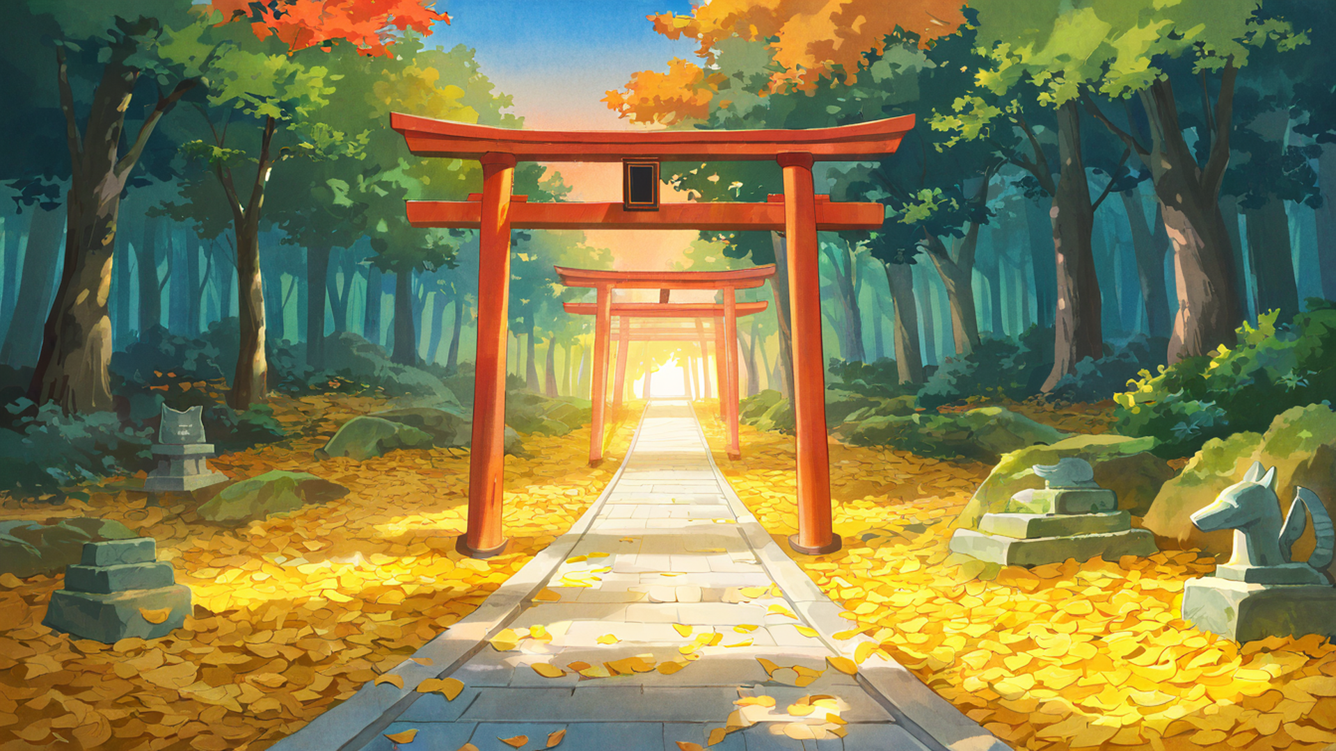 shrine torii lofi wallpaper