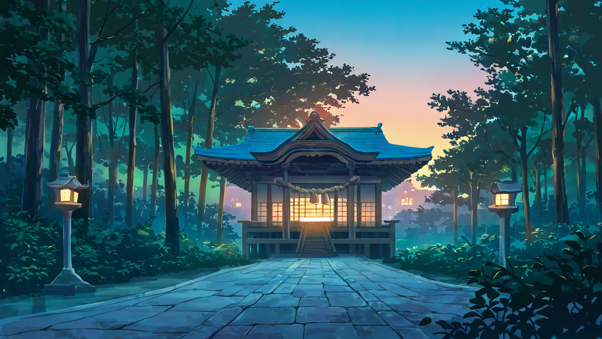 shrine torii lofi wallpaper