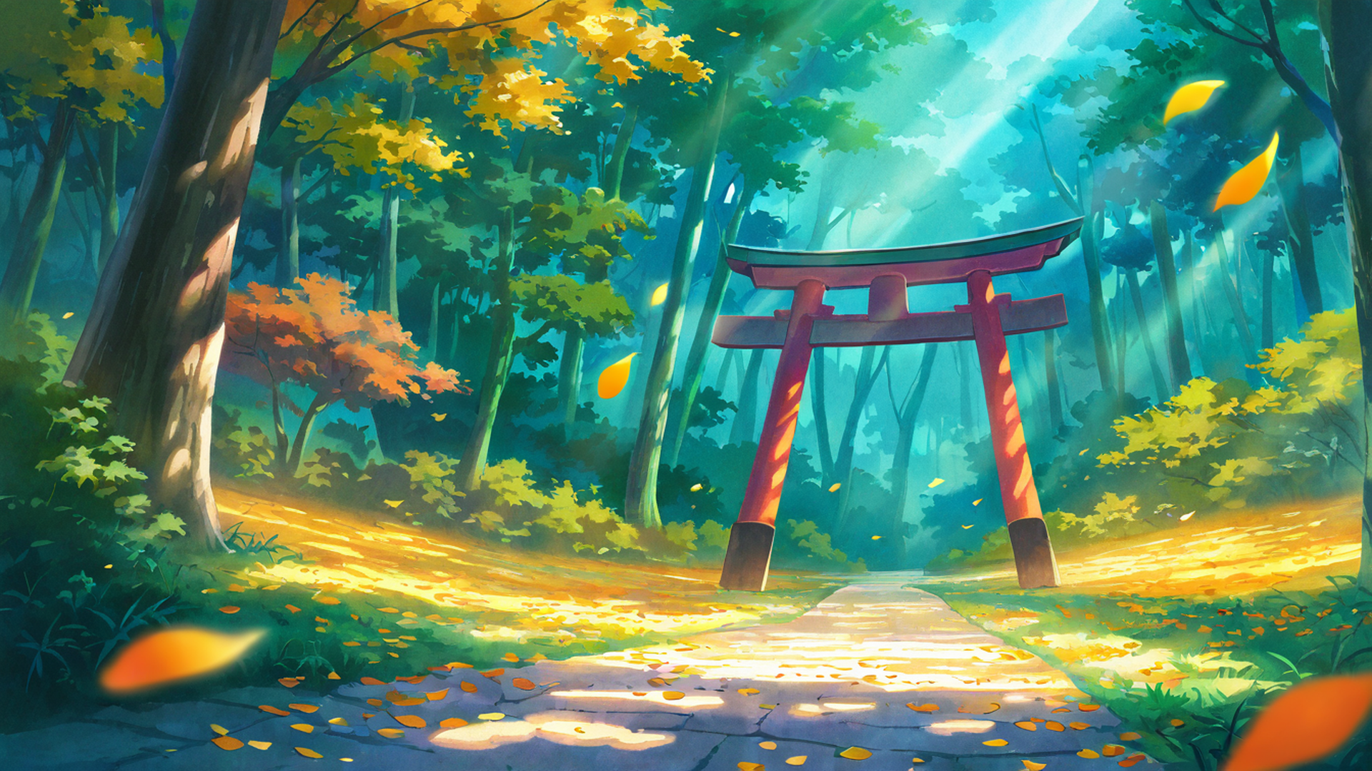 shrine torii lofi wallpaper