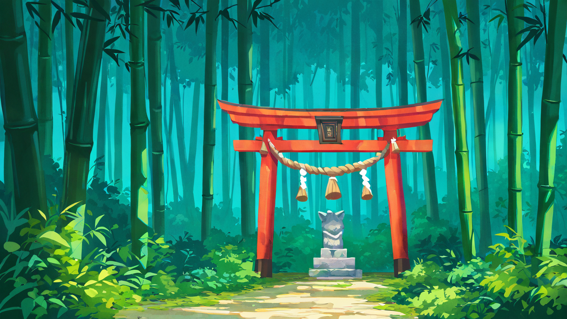 shrine torii lofi wallpaper