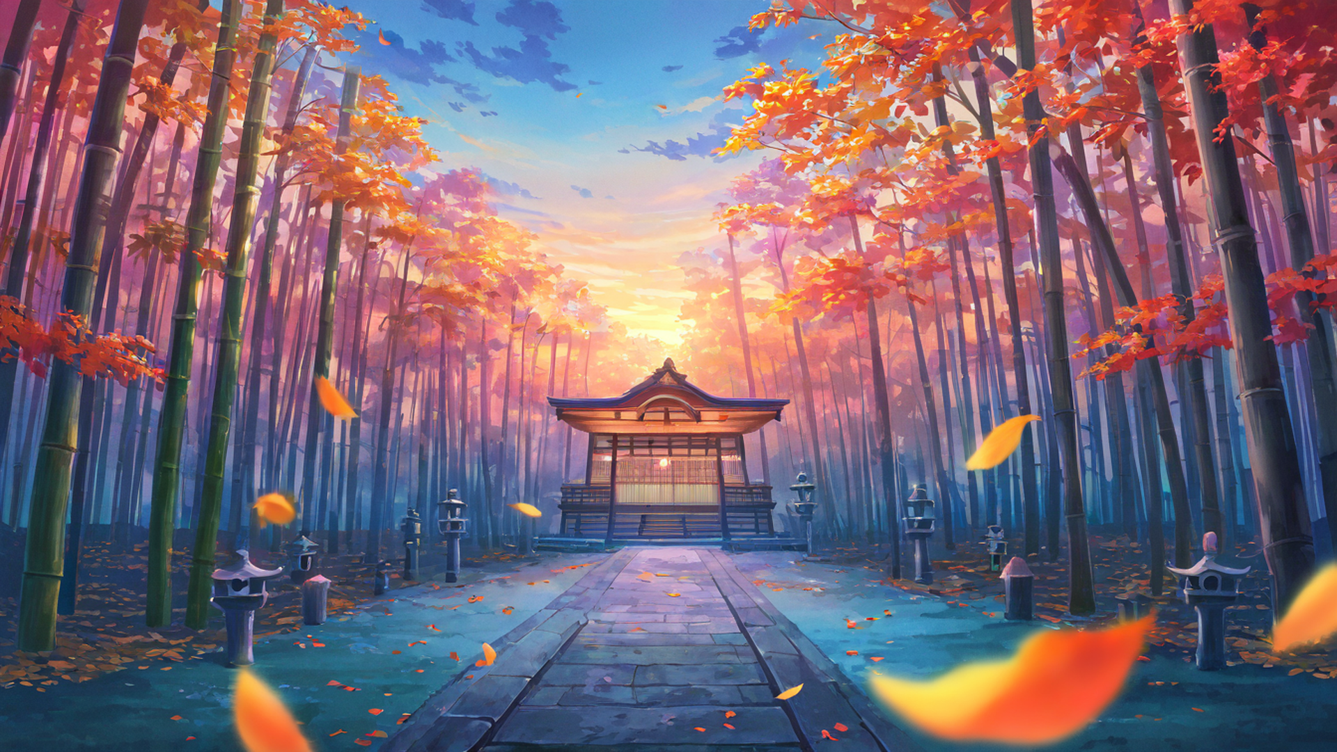 shrine torii lofi wallpaper