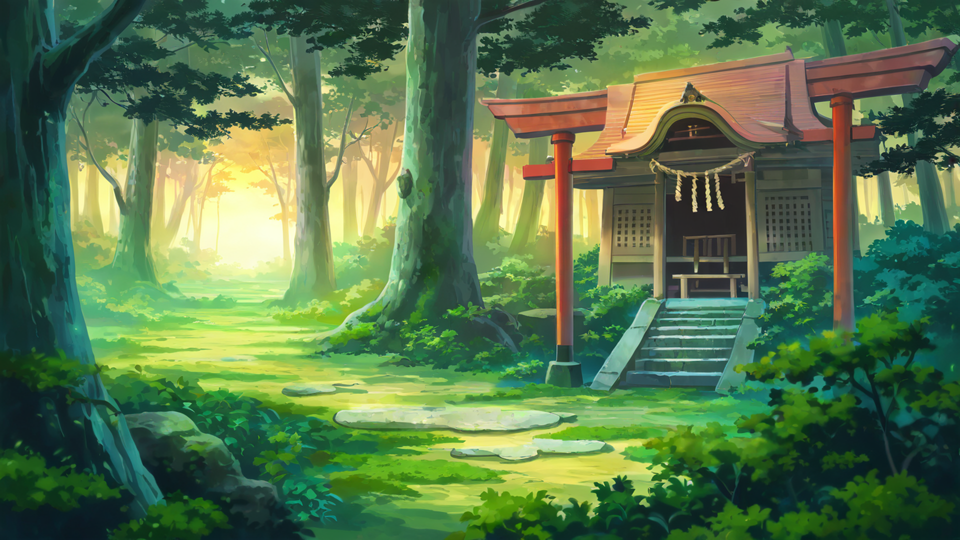 shrine torii lofi wallpaper