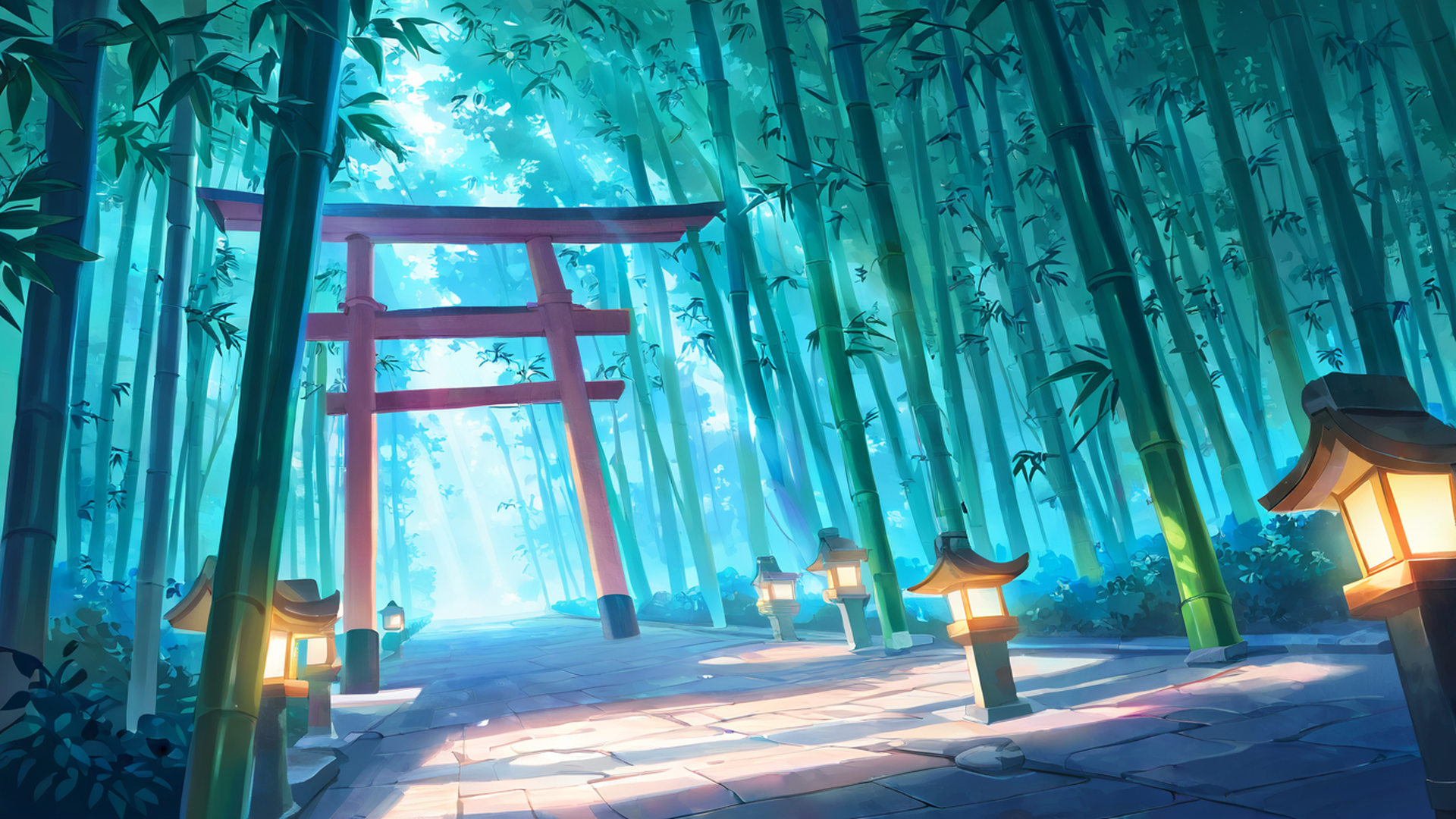 shrine torii lofi wallpaper